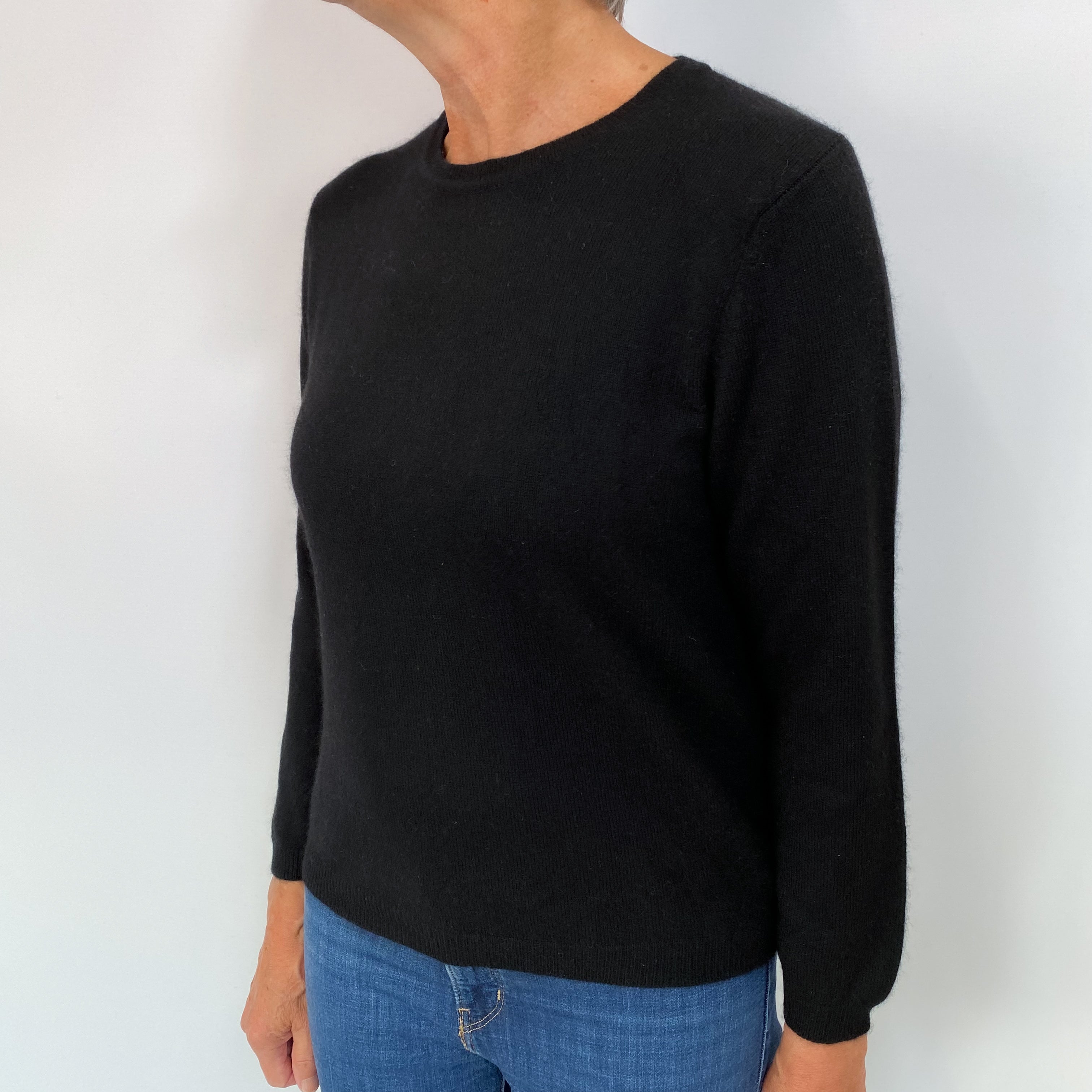 Black Cashmere Crew Neck Jumper Medium