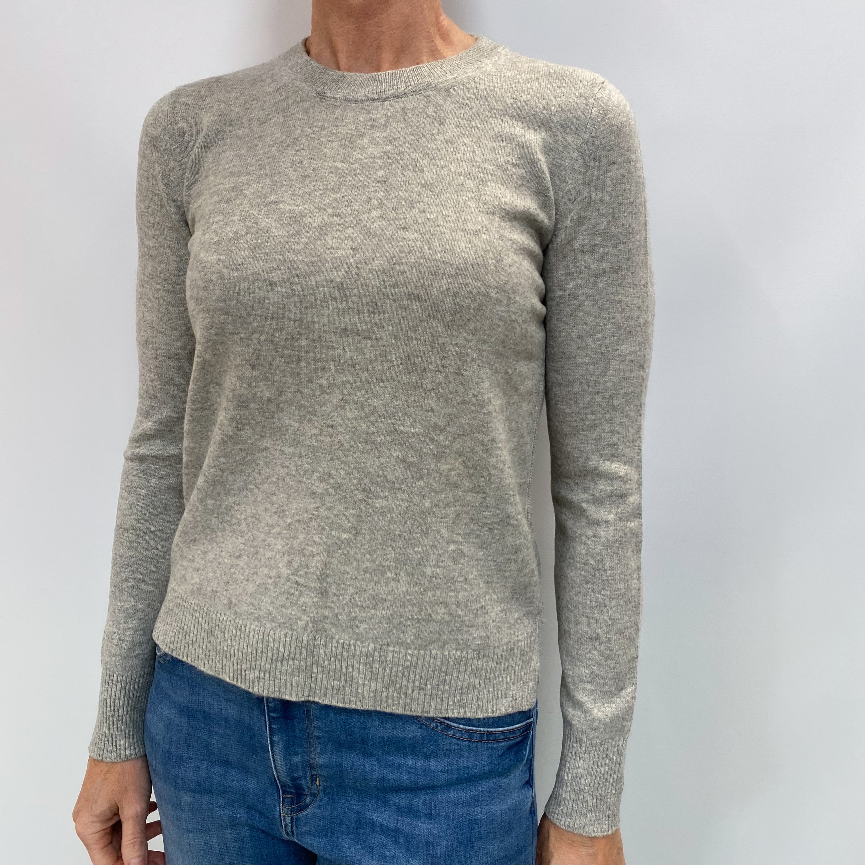 Smoke Grey Cashmere Crew Neck Jumper Small