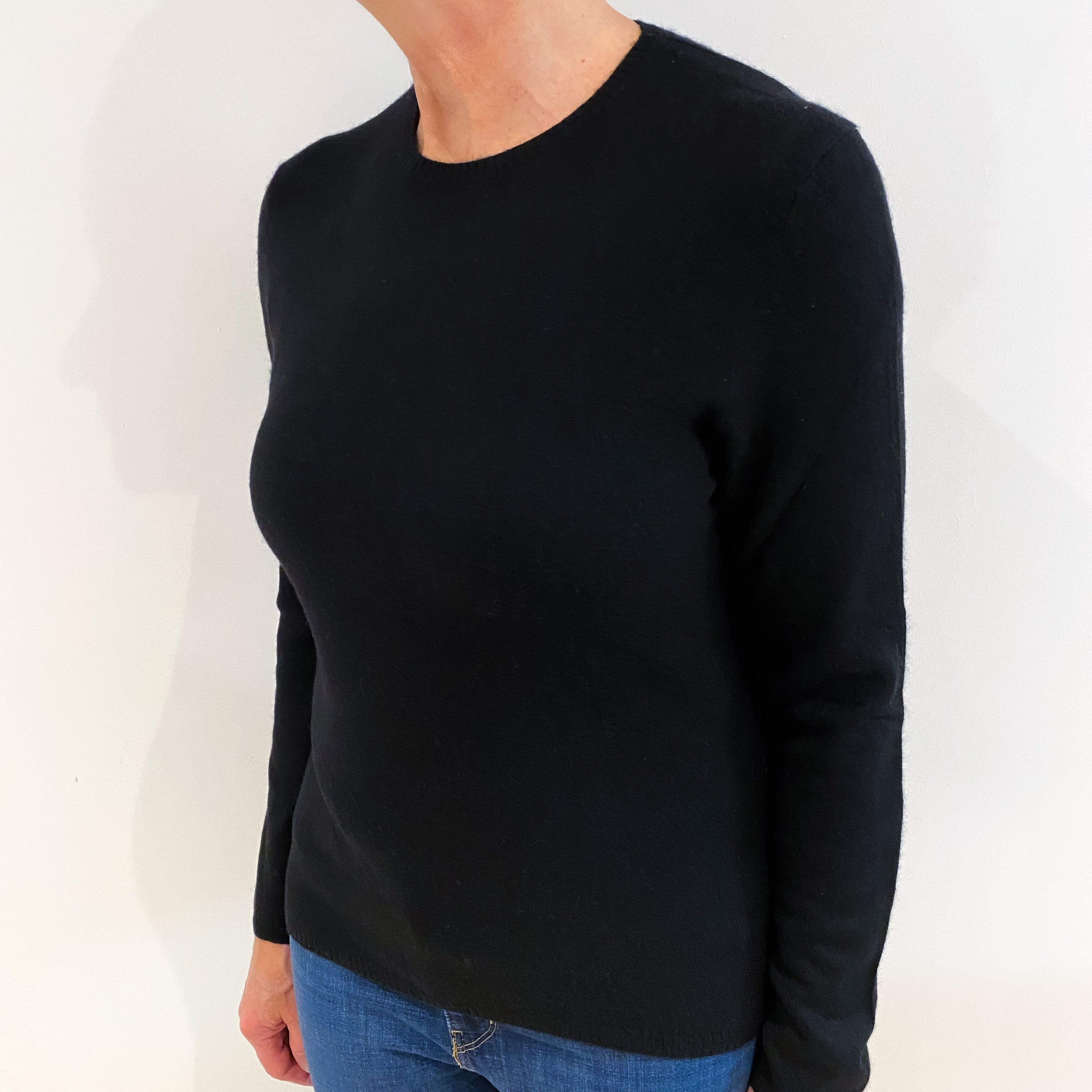 Black Cashmere Crew Neck Jumper Medium