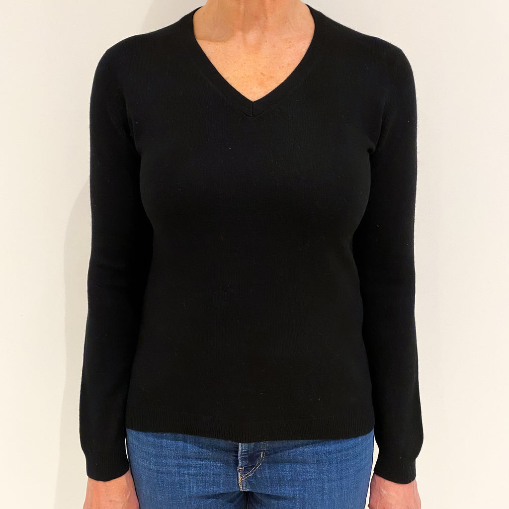 Black Cashmere V Neck Jumper Medium
