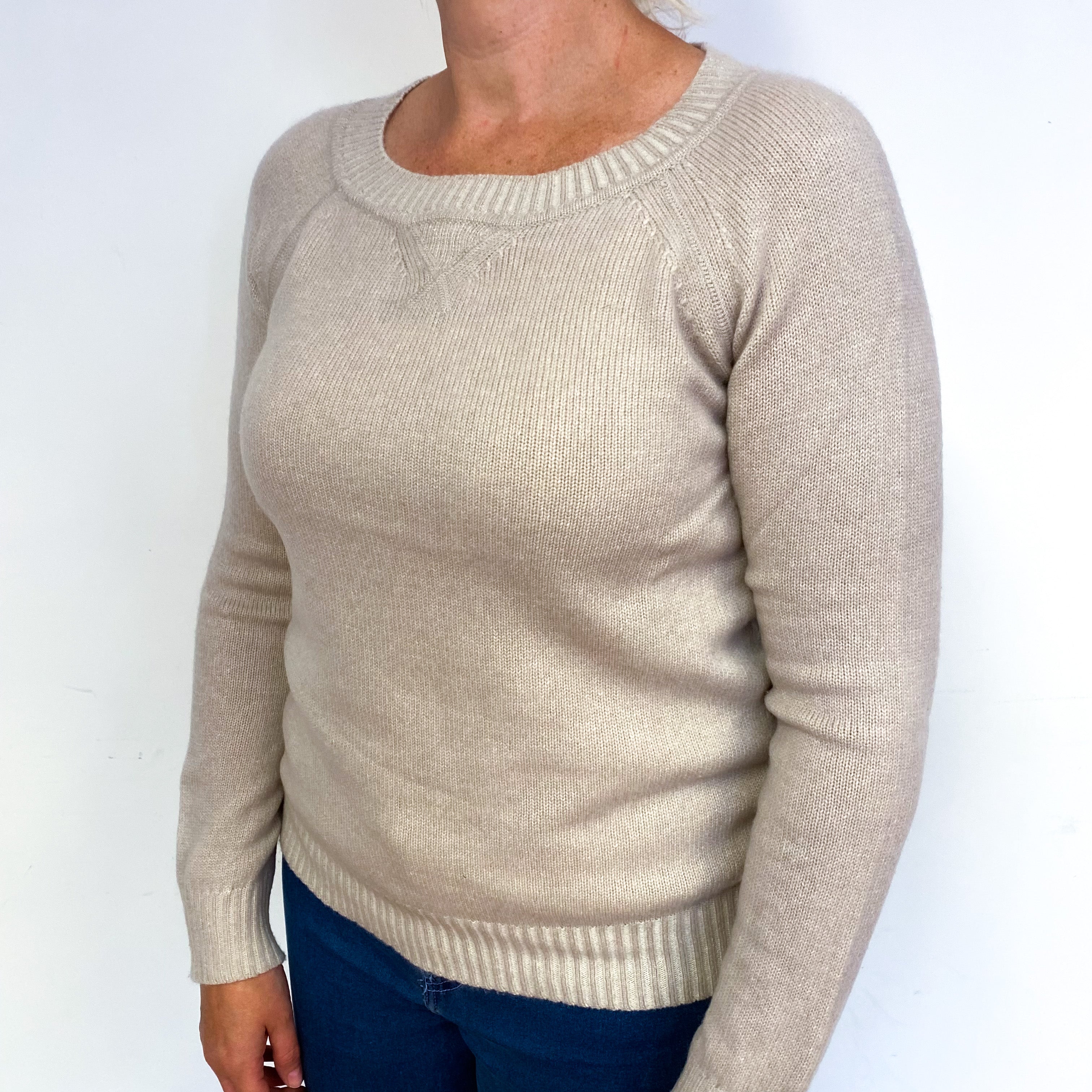 Pale Fawn Cashmere Crew Neck Jumper Large