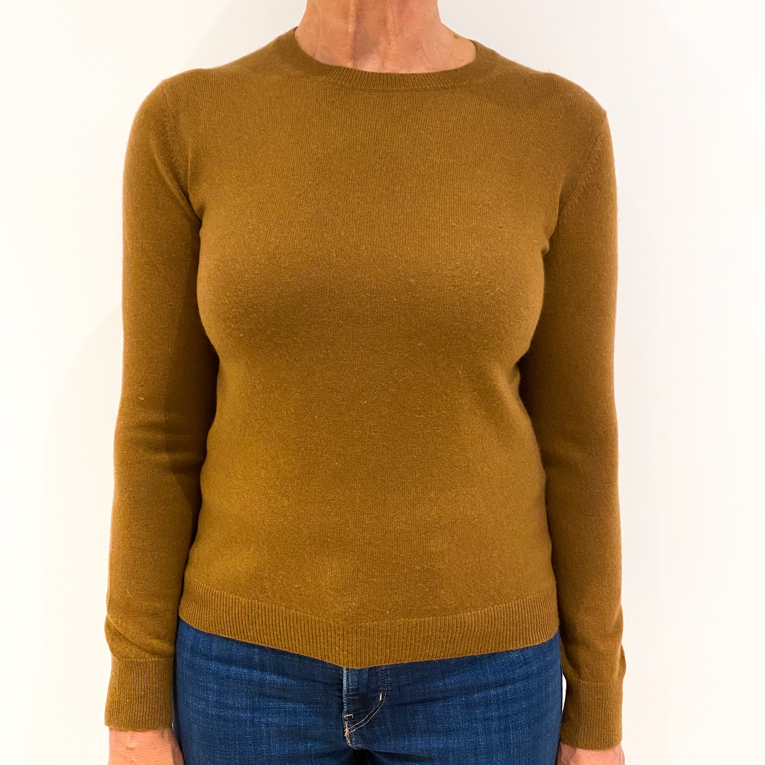 Toffee Brown Cashmere Crew Neck Jumper Medium