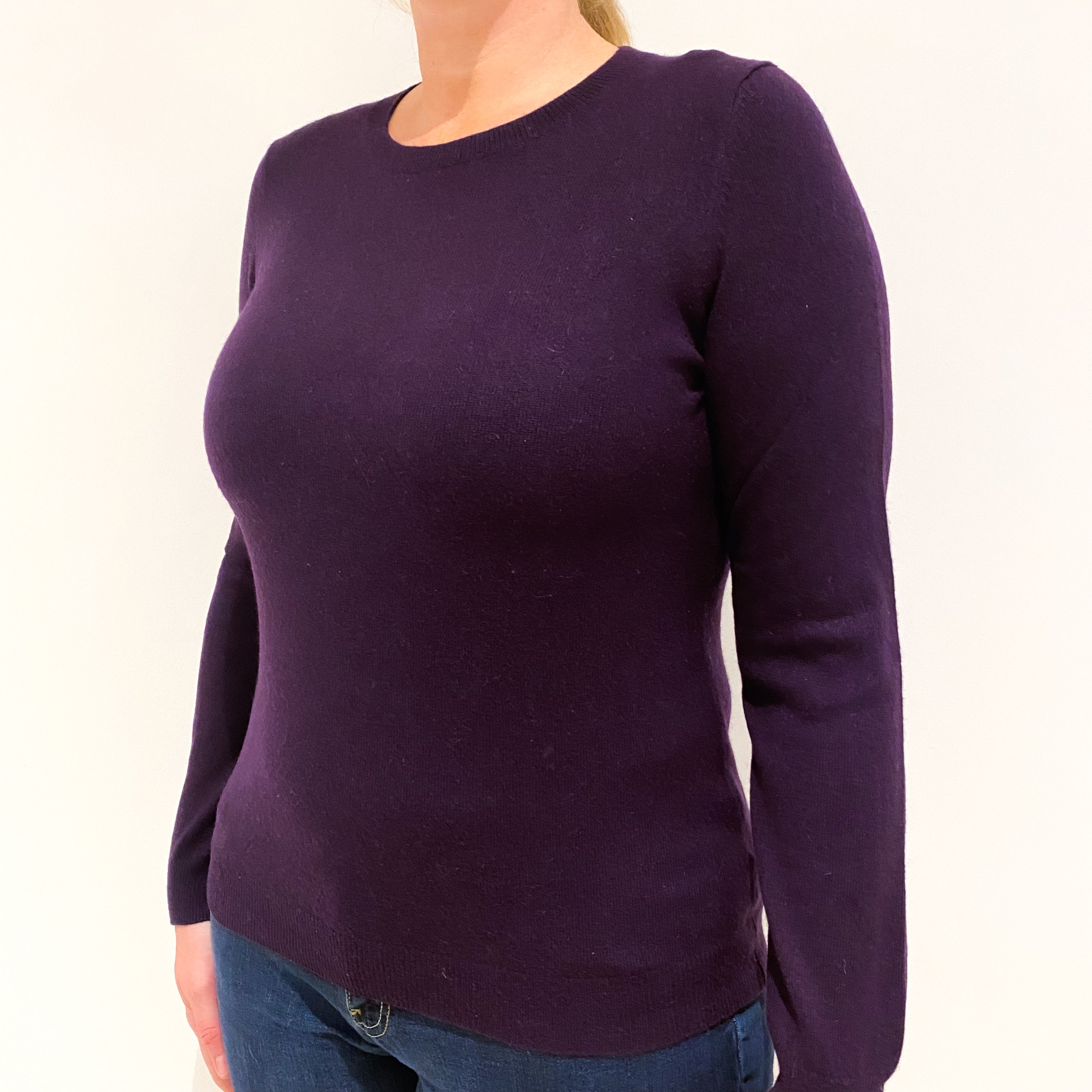 Grape Purple Cashmere Crew Neck Jumper Large