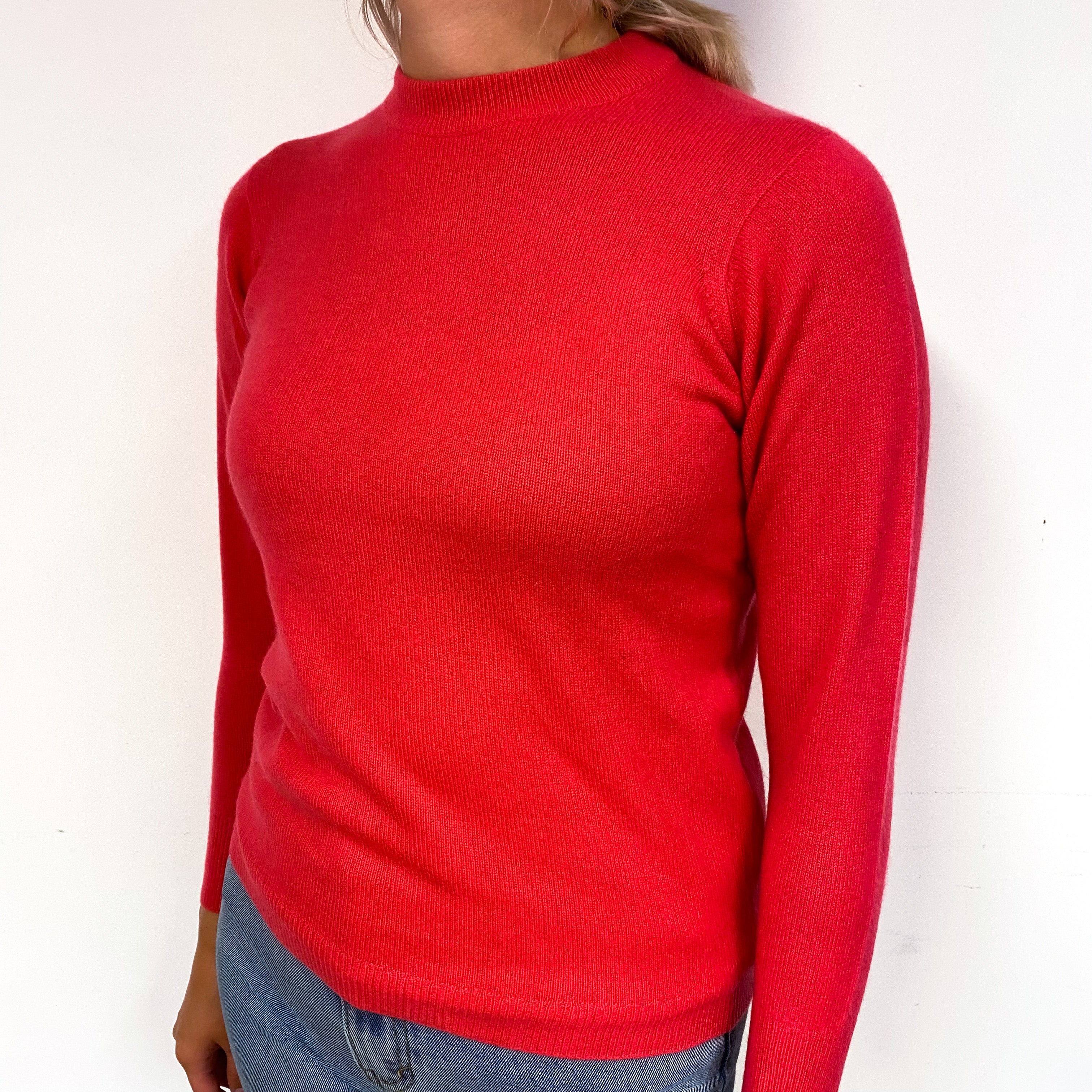 Lipstick Pink Vintage Cashmere Crew Neck Jumper Small