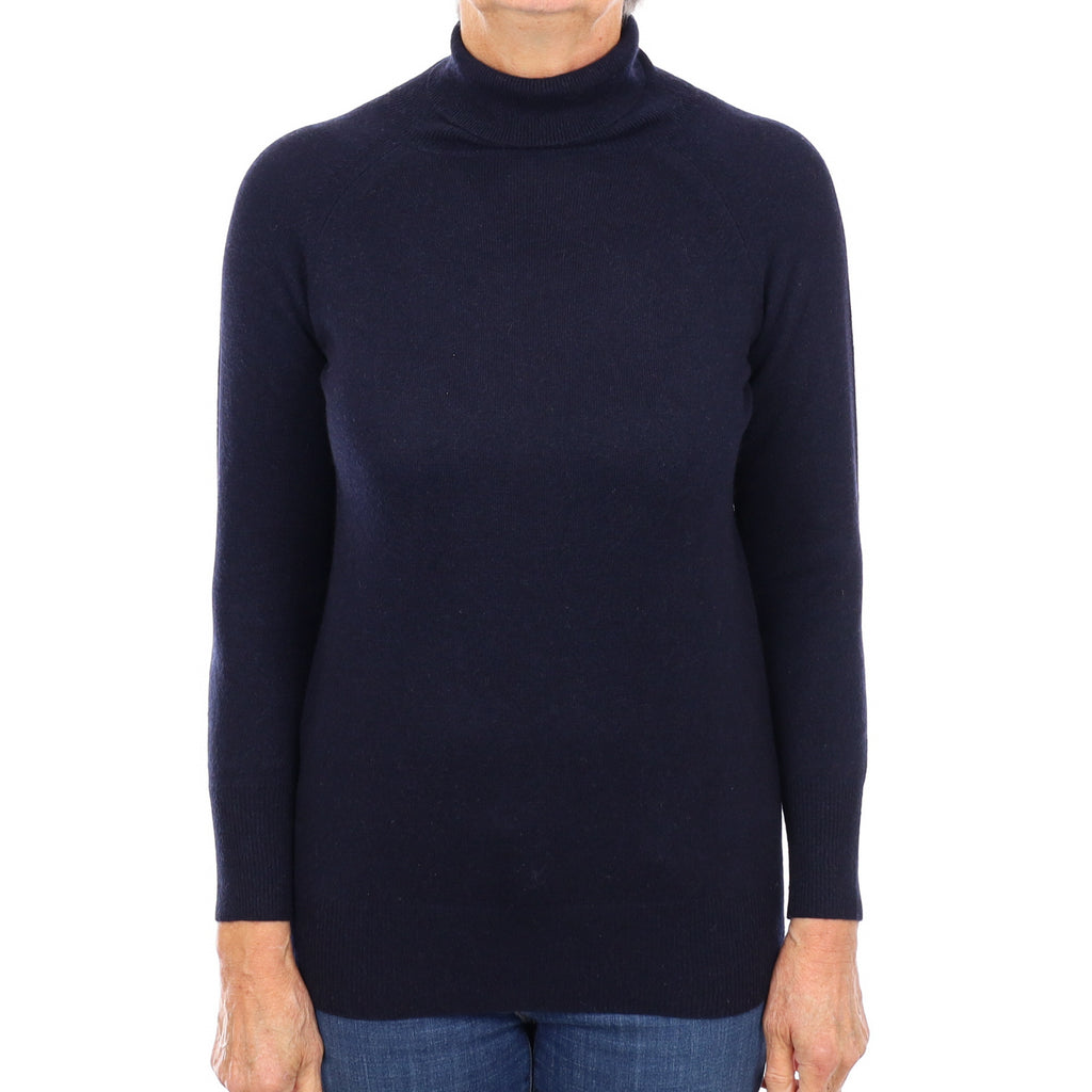 Navy Blue Cashmere Polo Neck Jumper Medium