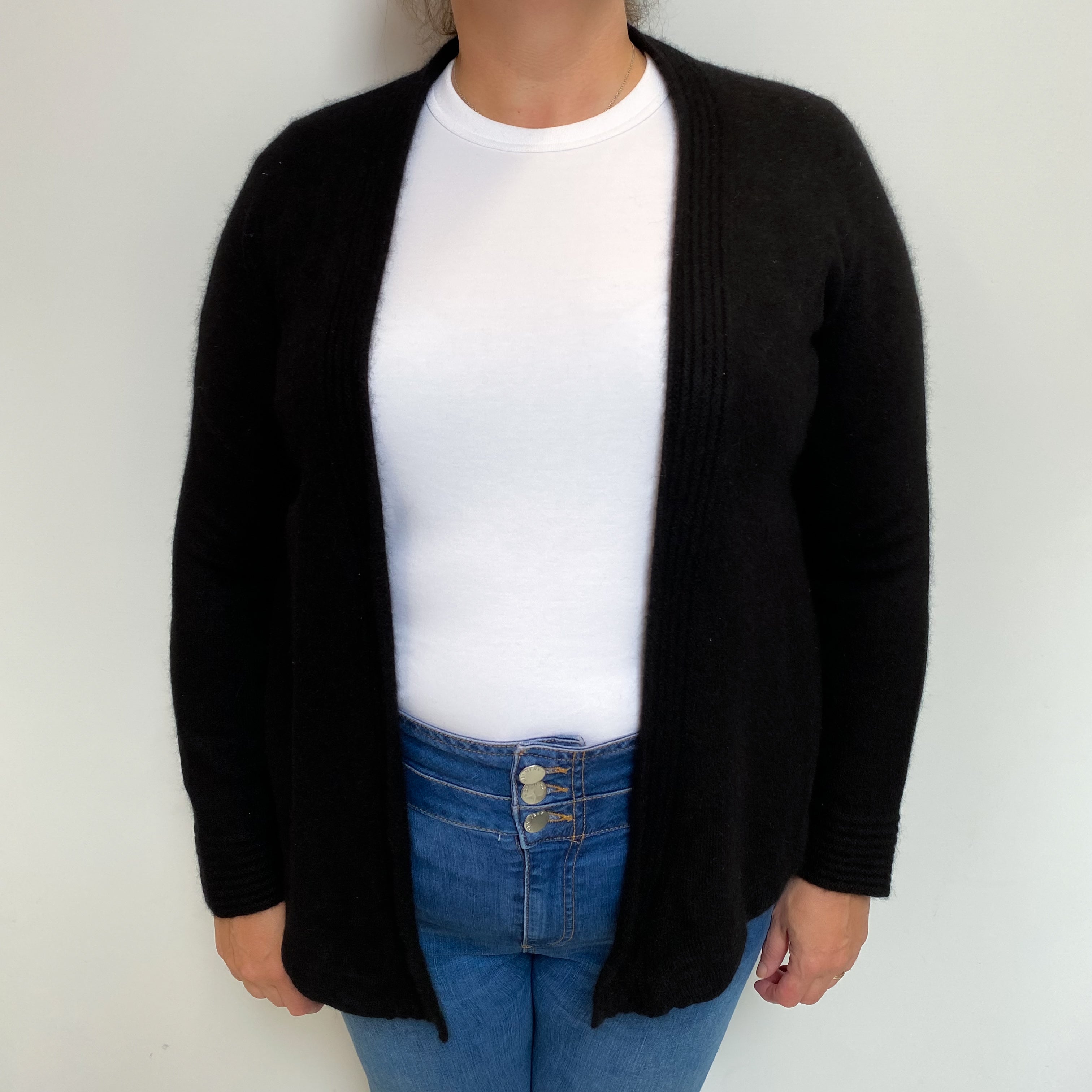 Black Cashmere Edge To Edge Cardigan Extra Large