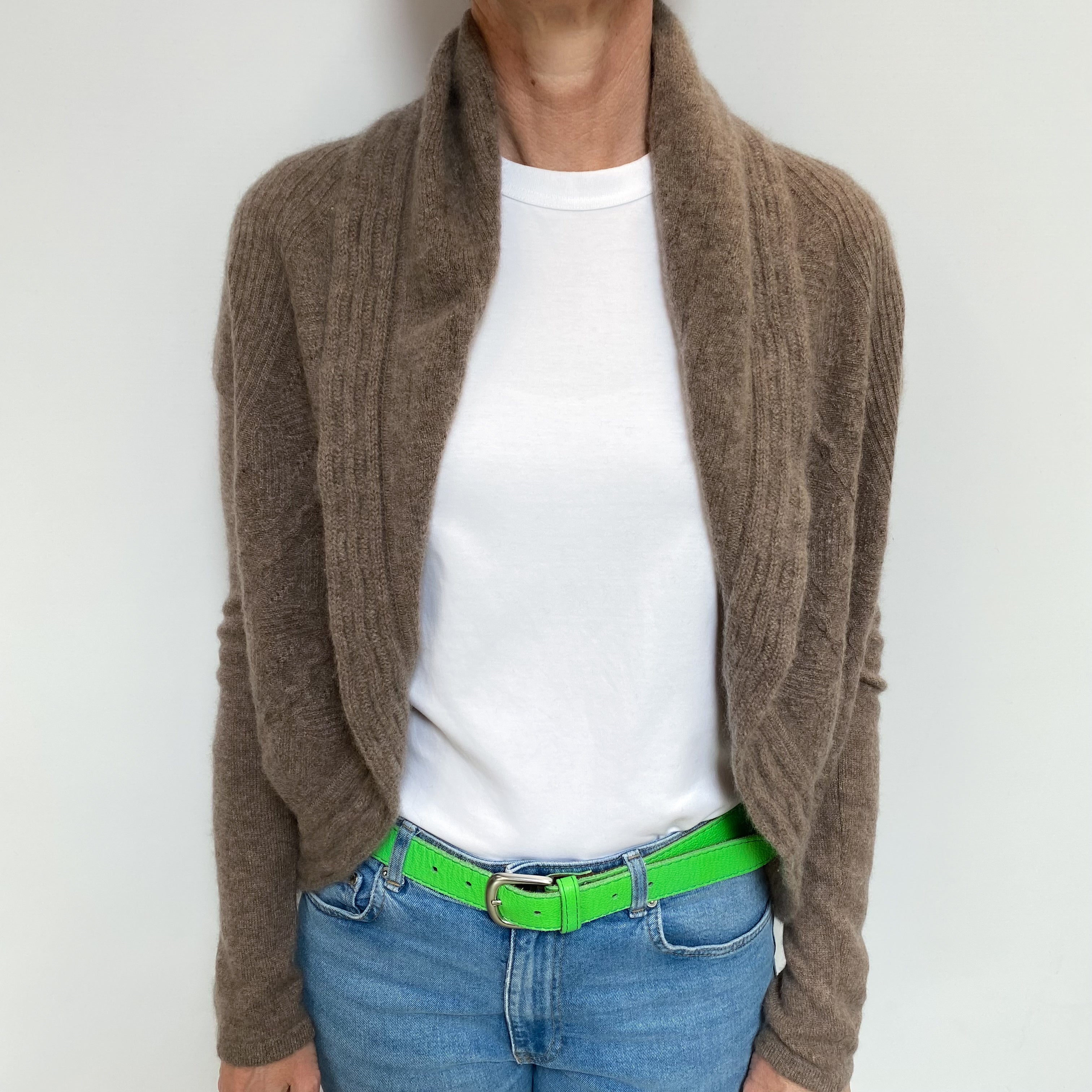 Mocha Brown Cashmere Edge to Edge Cardigan Small