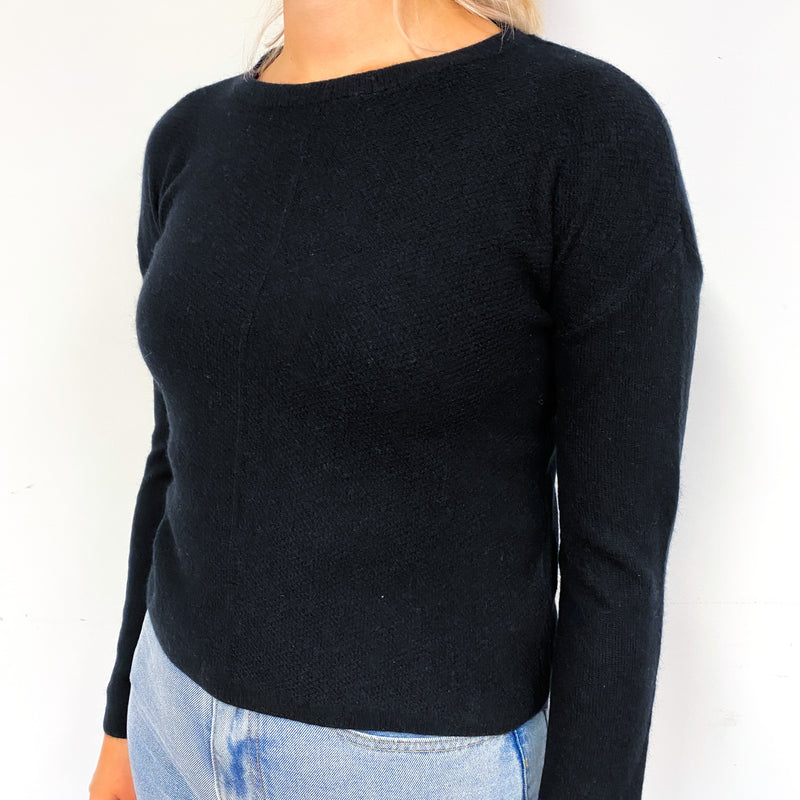 Black Slouchy Cashmere Crew Neck Jumper Small