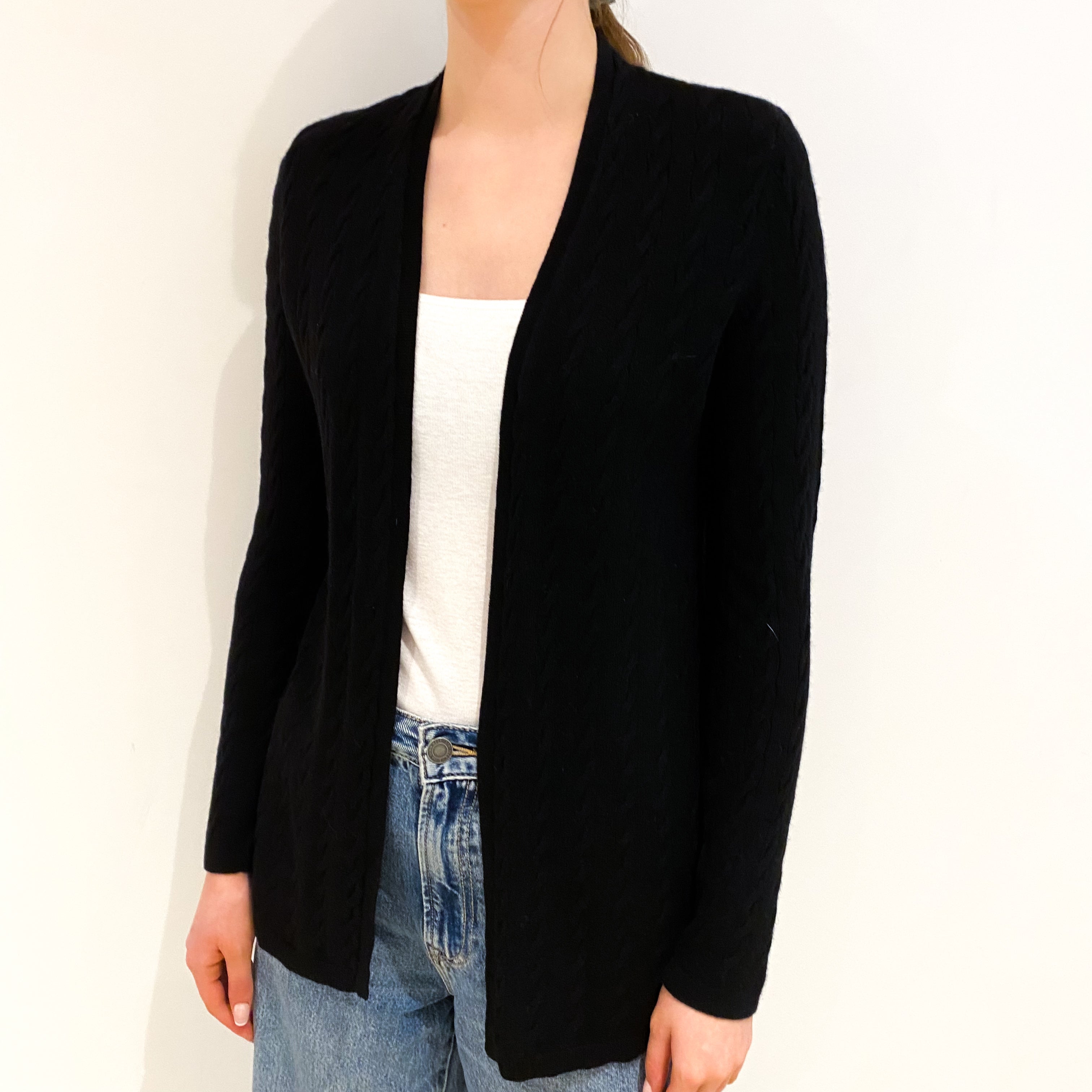 Black Cashmere Edge To Edge Cardigan Extra Small