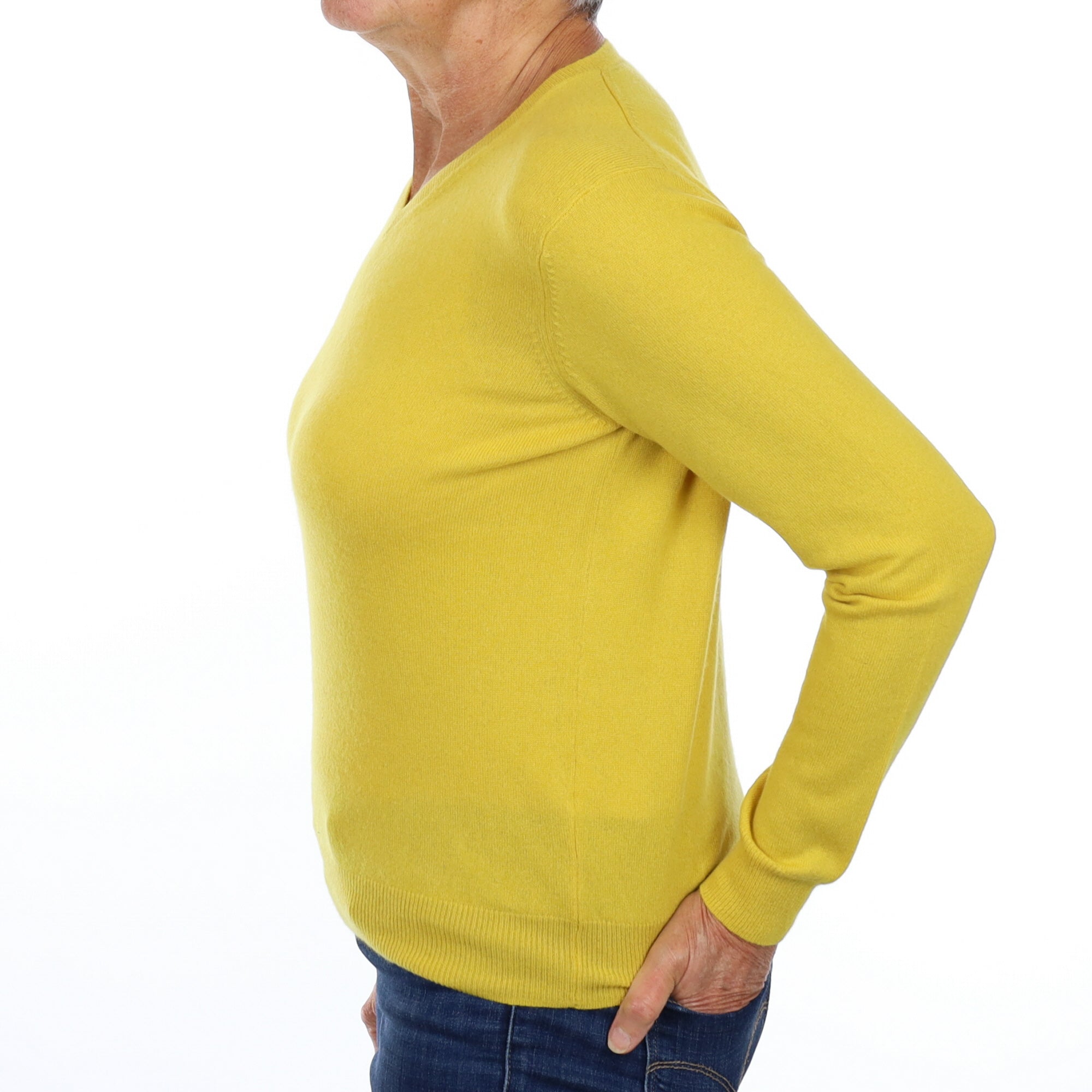 Sunflower Yellow Cashmere V Neck Jumper Medium
