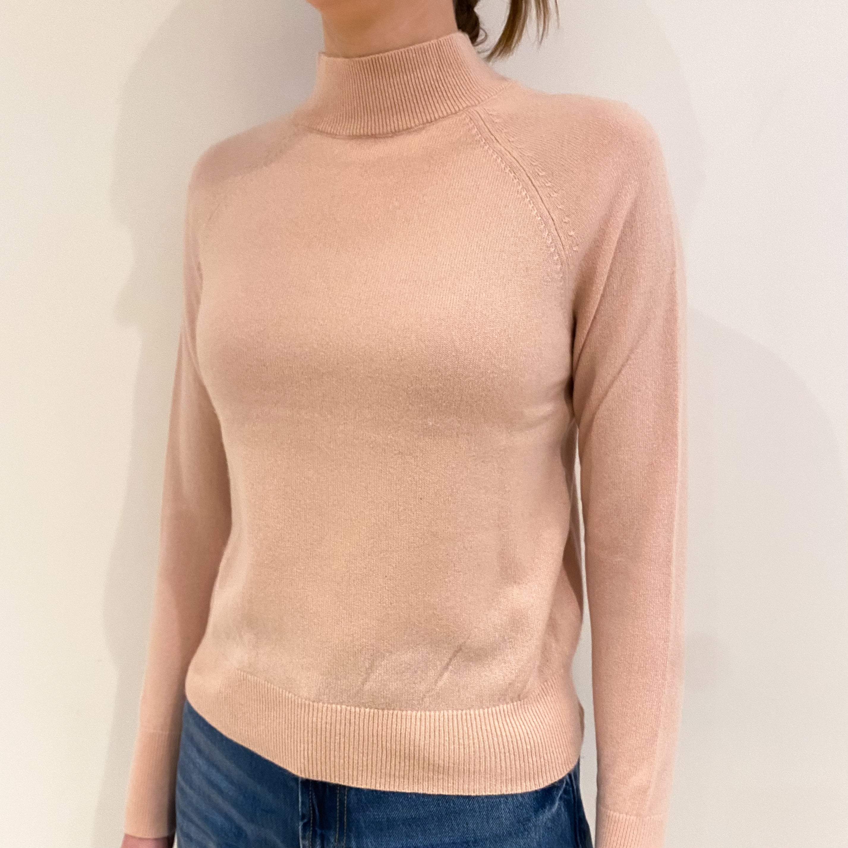 Everlane Shell Pink Cashmere Turtle Neck Jumper Extra Small