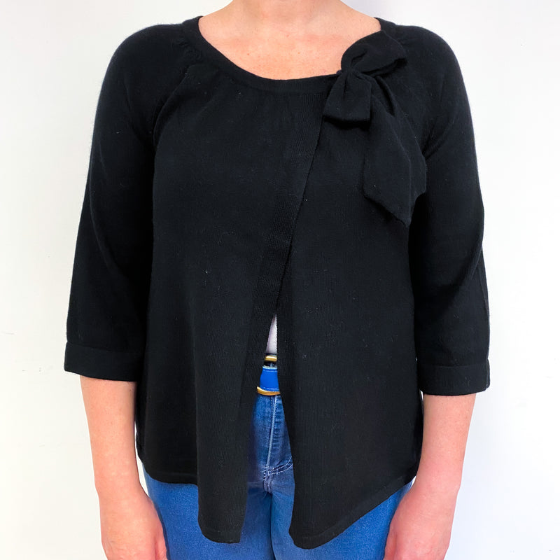 Black 3/4 Sleeve Cashmere Bow Detail Cardigan Large