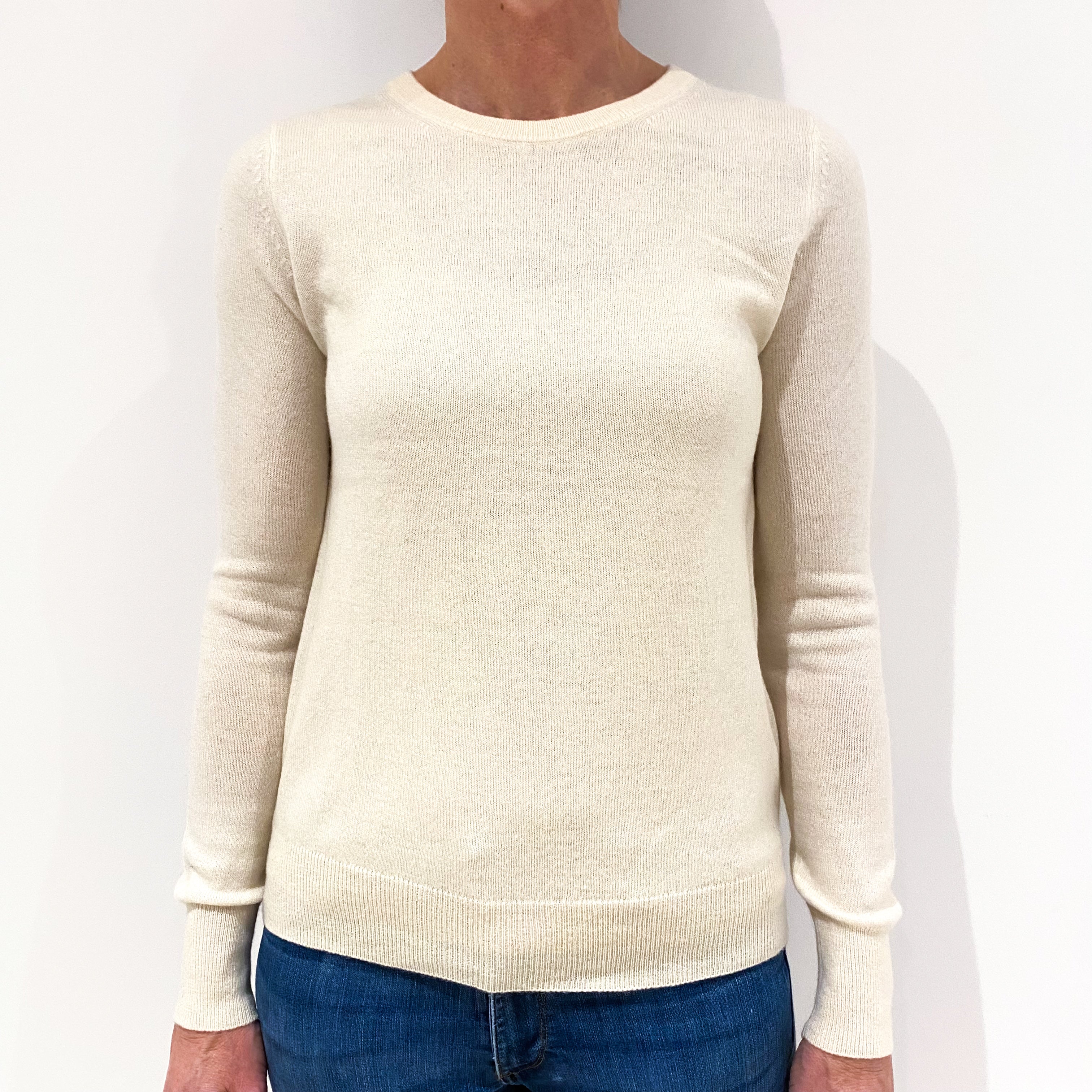 Vanilla Cream Cashmere Crew Neck Jumper Small