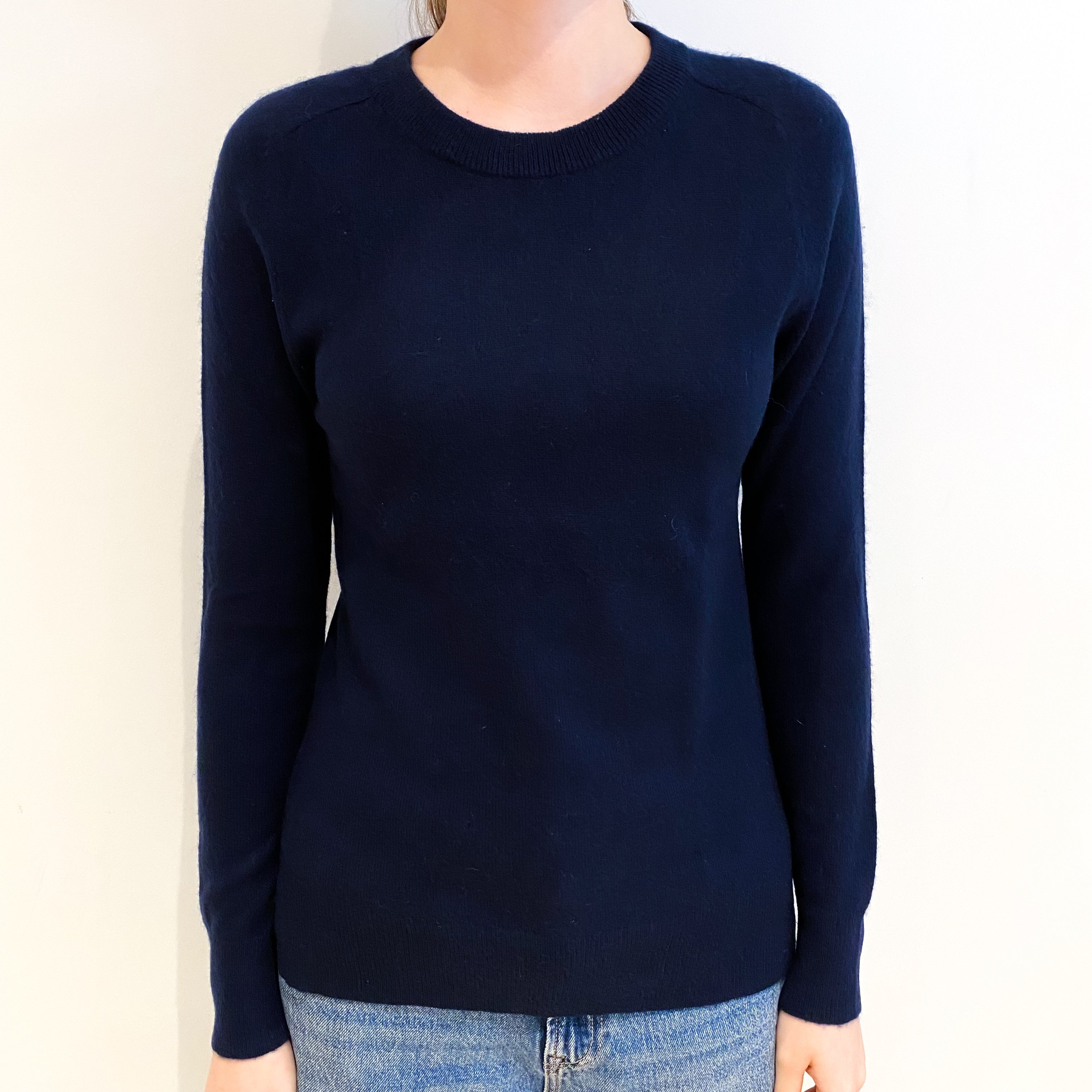 Navy Blue Cashmere Crew Neck Jumper Extra Small