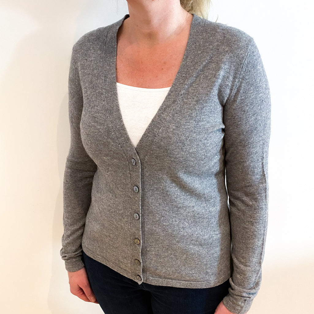 Ash Grey Cashmere V Neck Cardigan Large