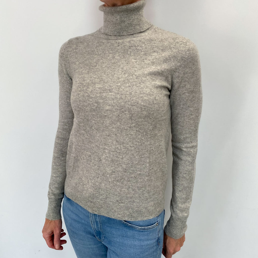 Smoke Grey Cashmere Polo Neck Jumper Small