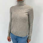 Smoke Grey Cashmere Polo Neck Jumper Small