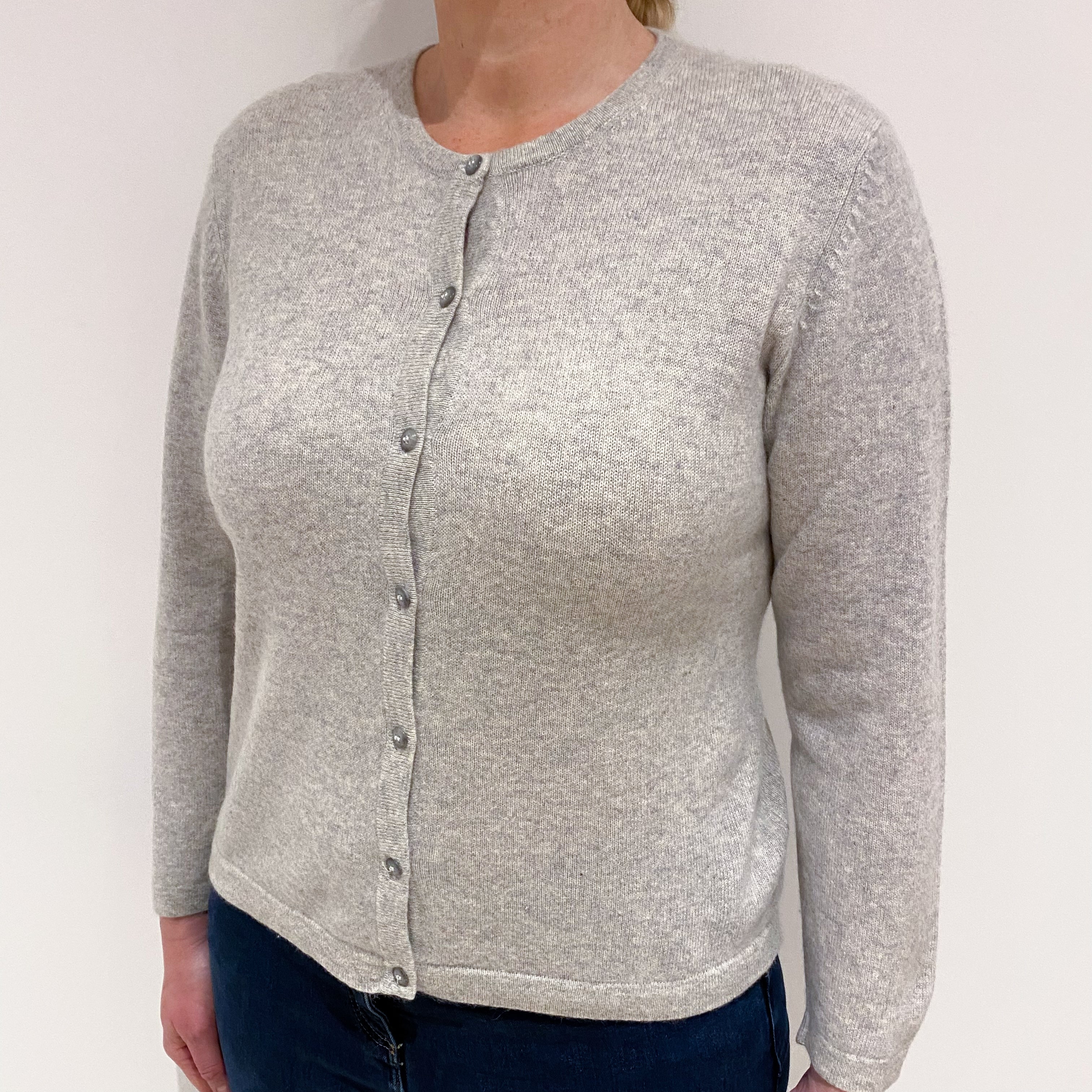 Mist Grey Cashmere Cardigan Large