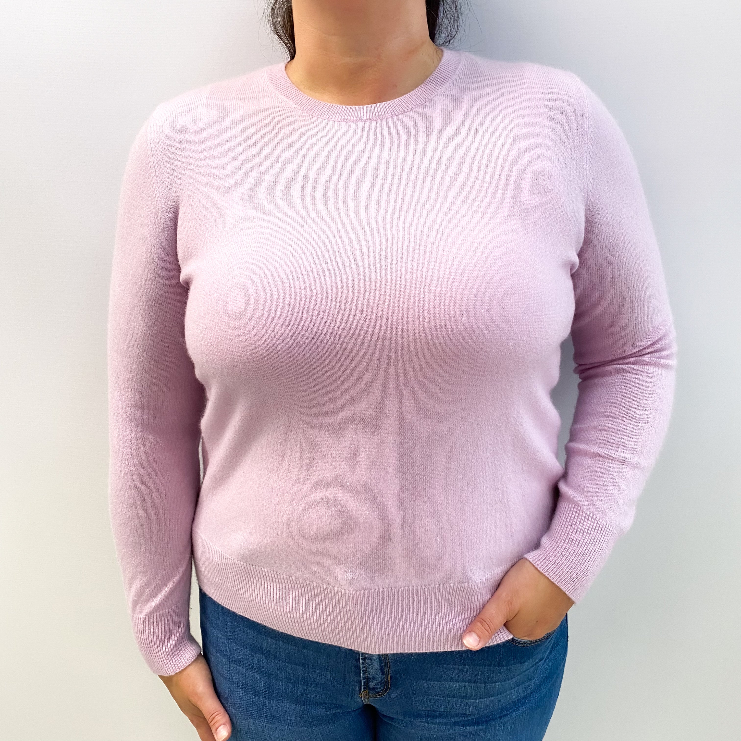 Light Liliac Purple Cashmere Crew Neck Jumper Large