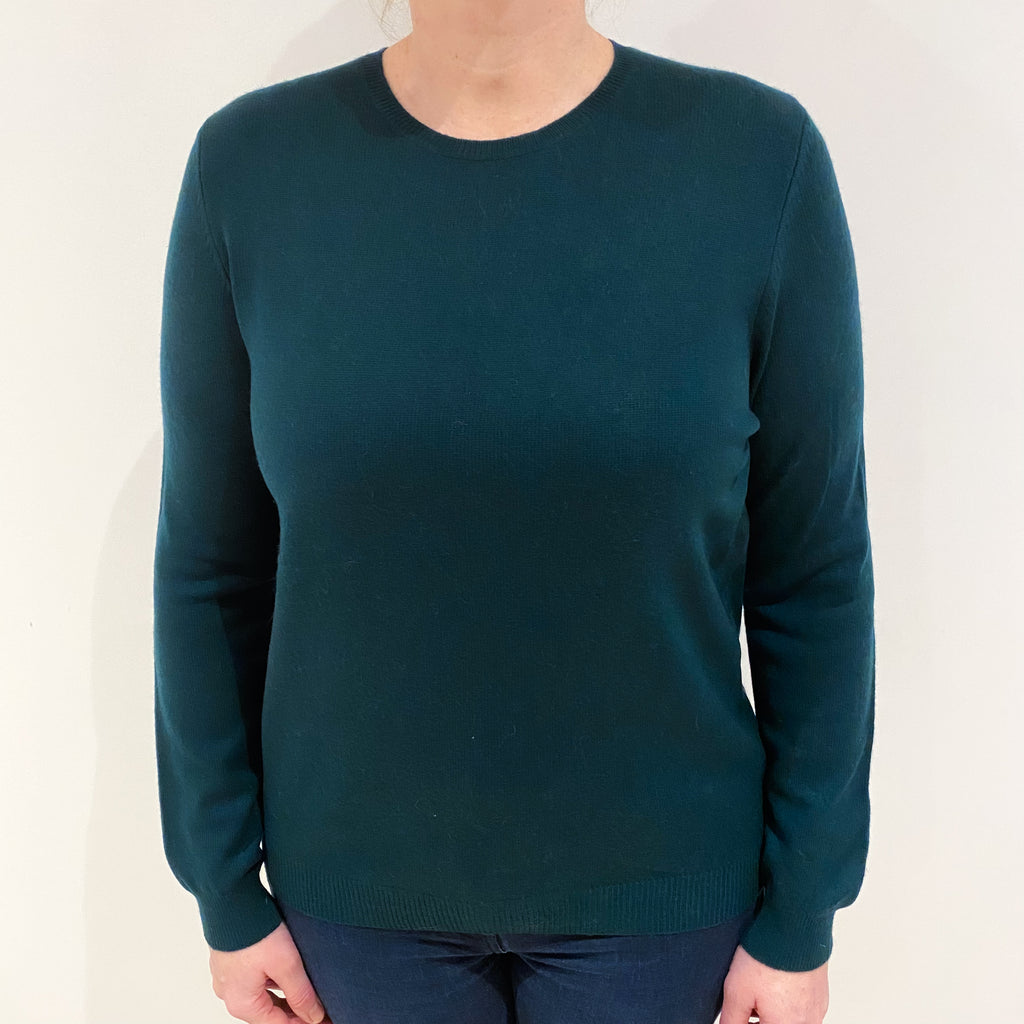 Bottle Green Cashmere Crew Neck Jumper Large