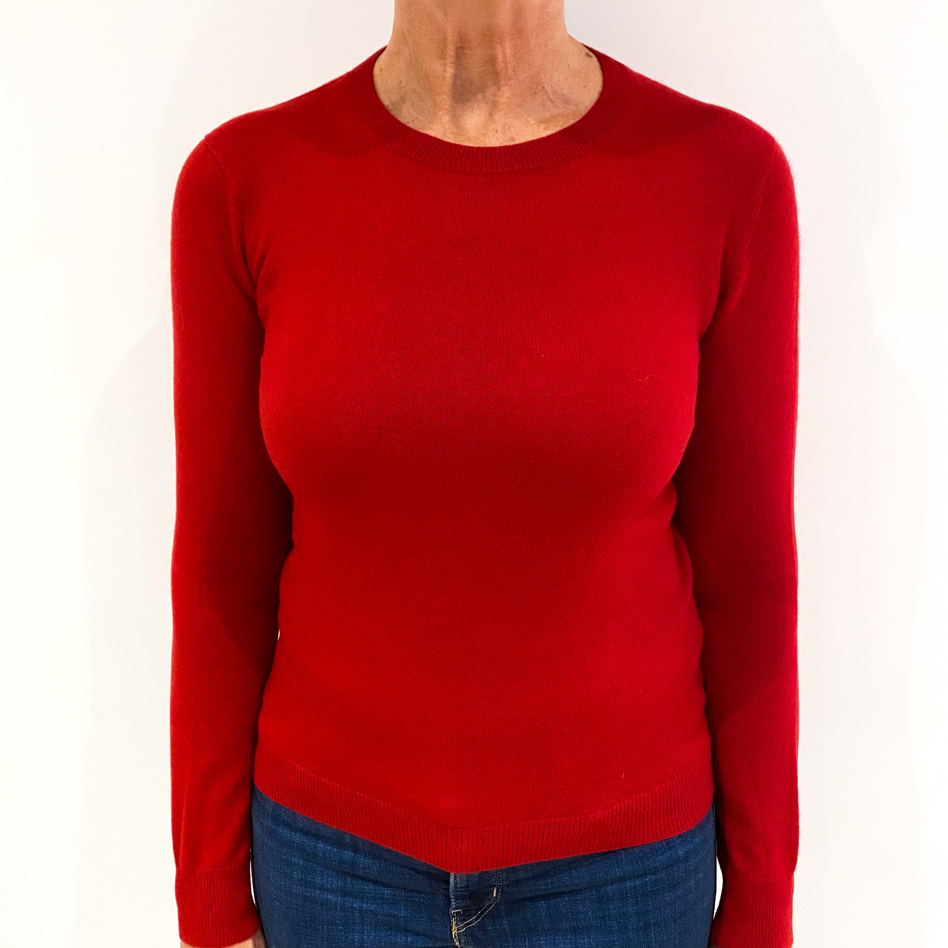 Post Box Red Cashmere Crew Neck Jumper Medium