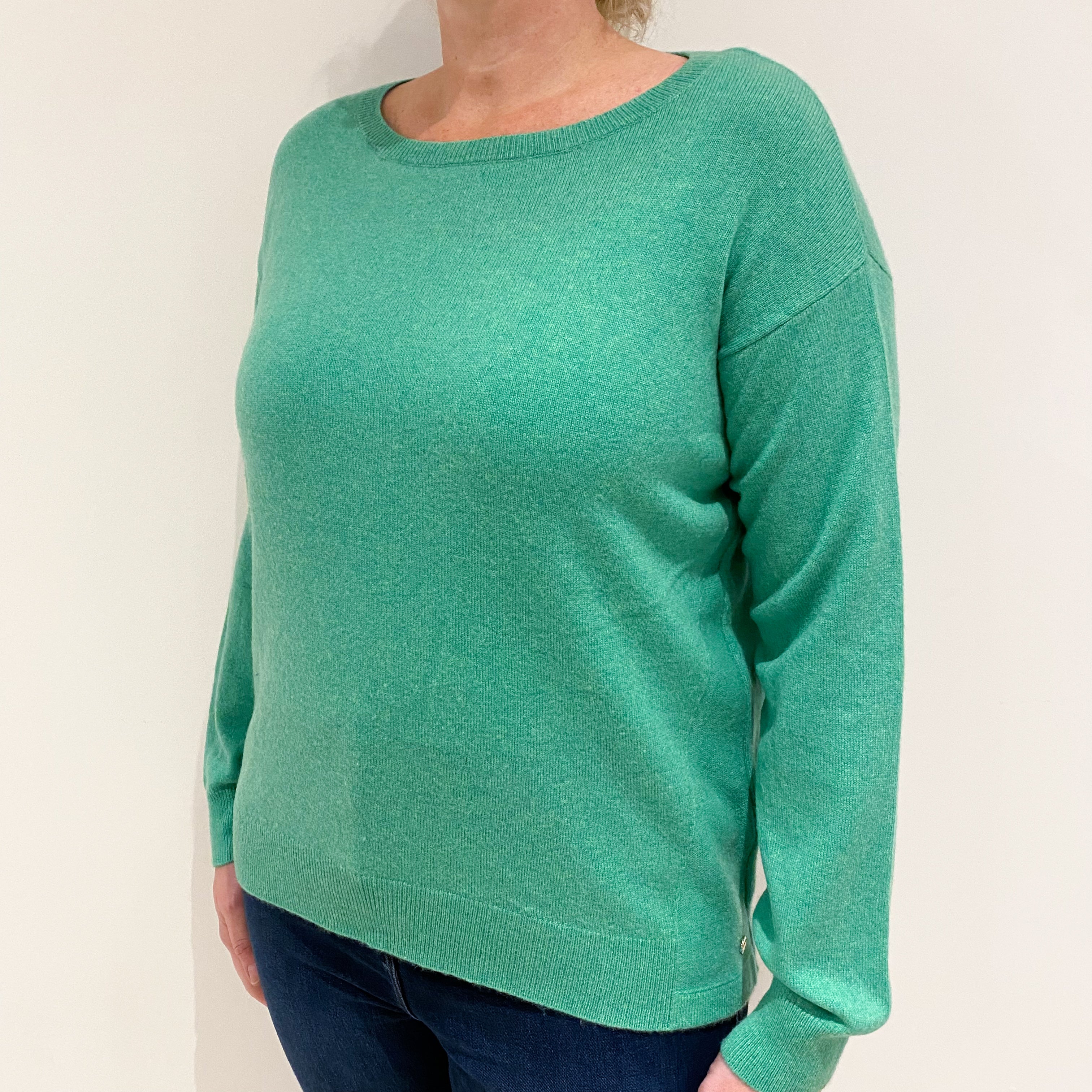 Spring Green Cashmere Crew Neck Jumper Large