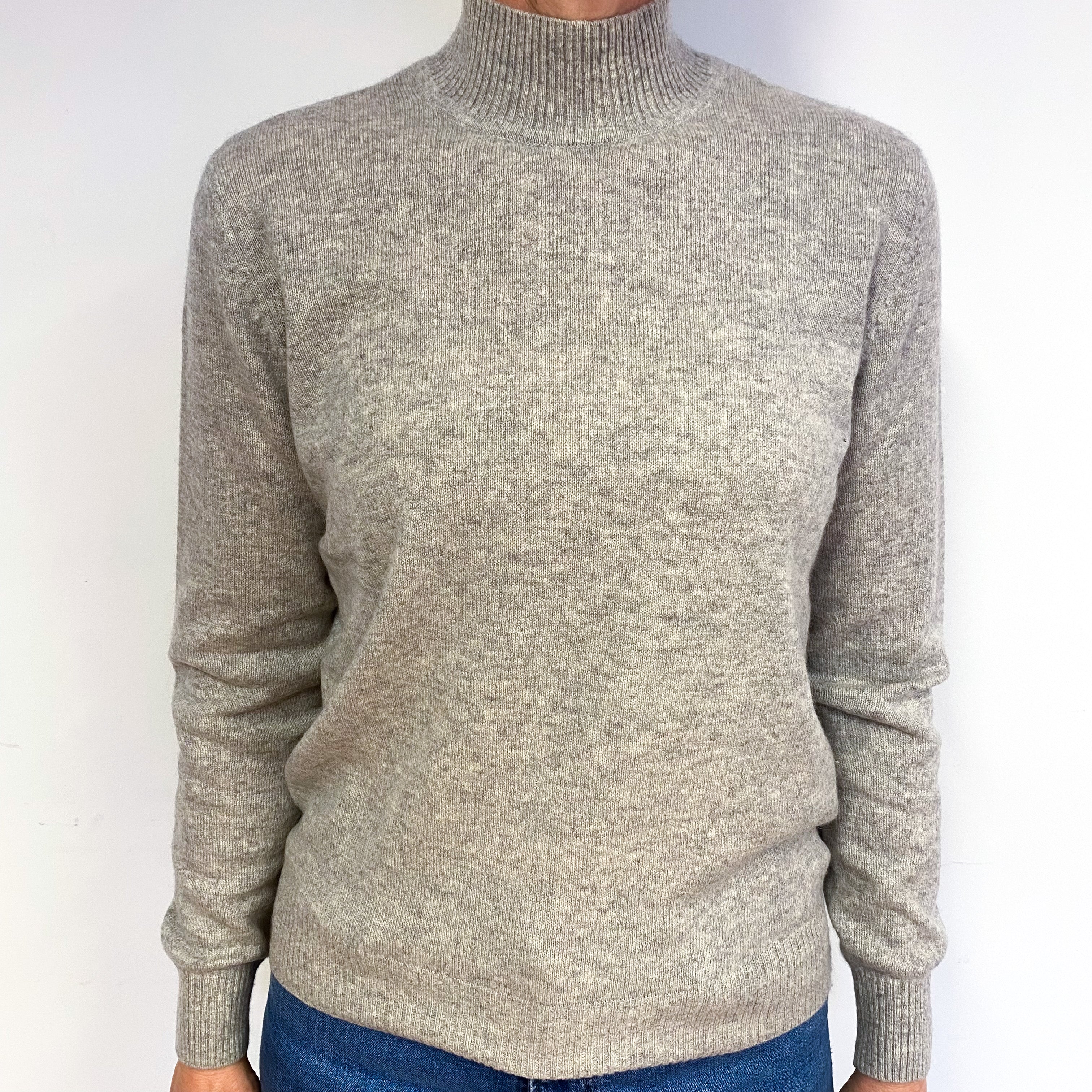 Smoke Grey Cashmere Turtle Neck Jumper Medium