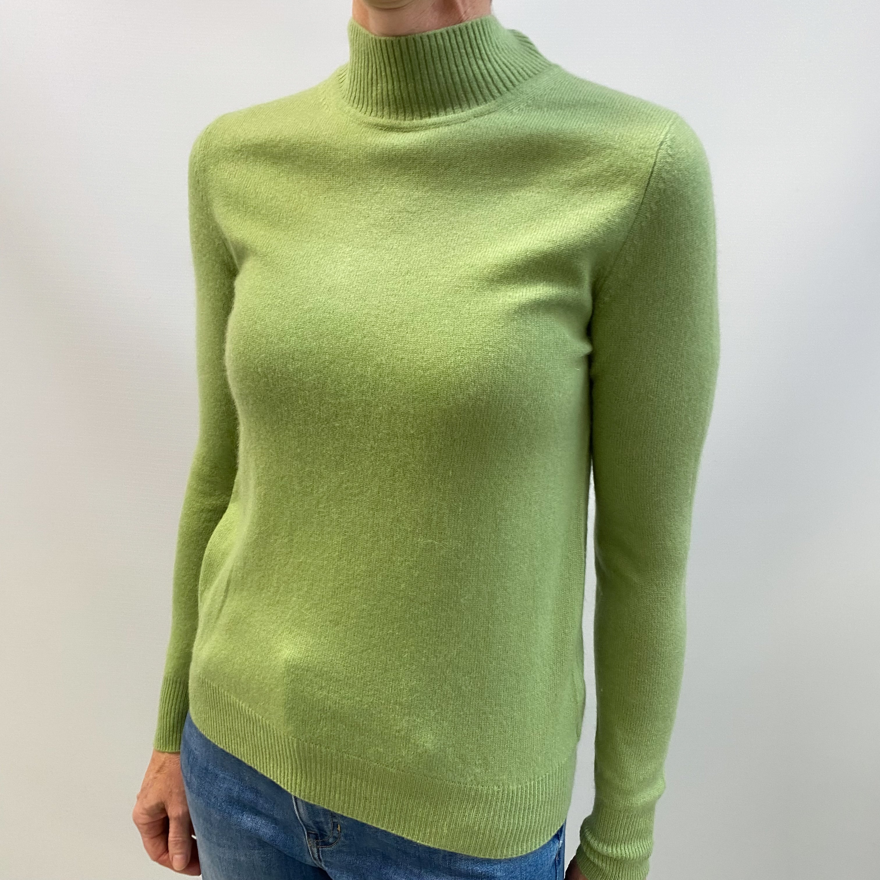Pickle Green Cashmere Turtle Neck Jumper Small