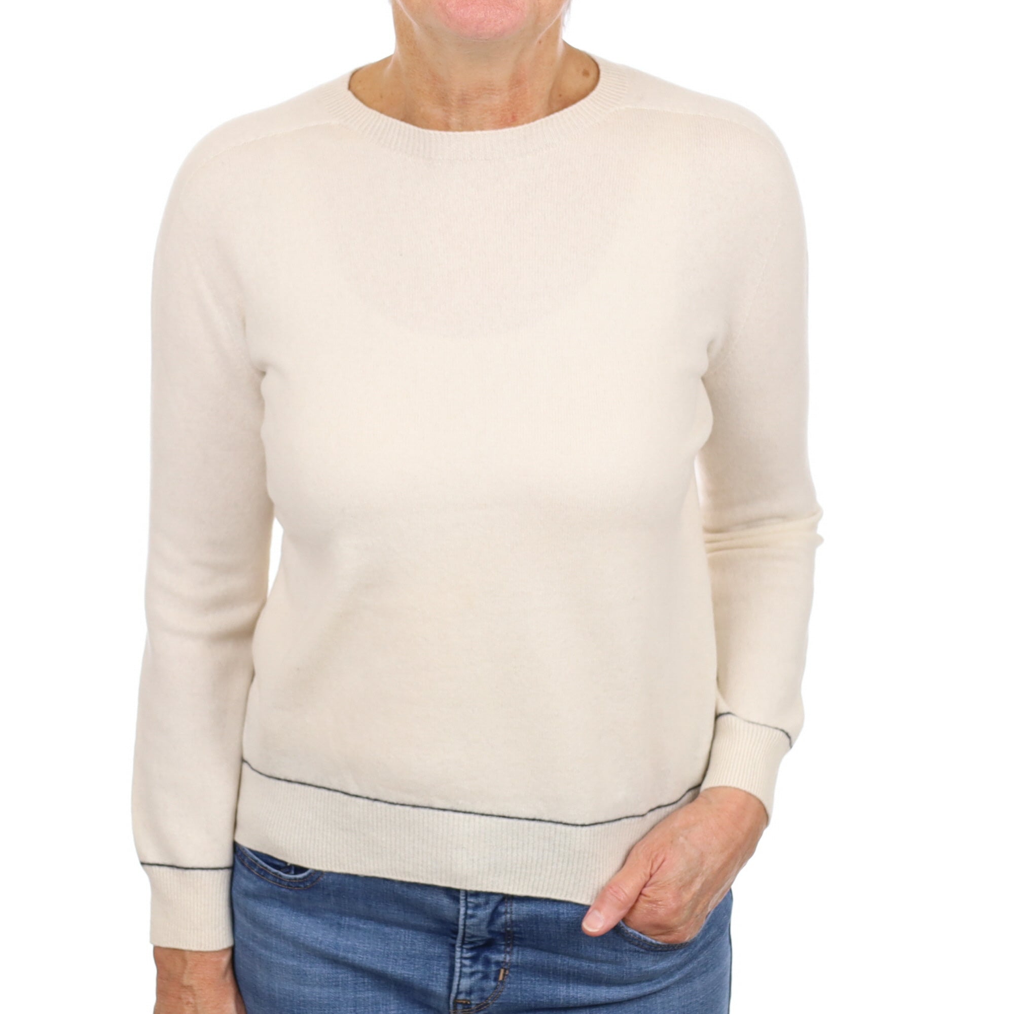 Cream Cashmere Crew Neck Jumper Medium
