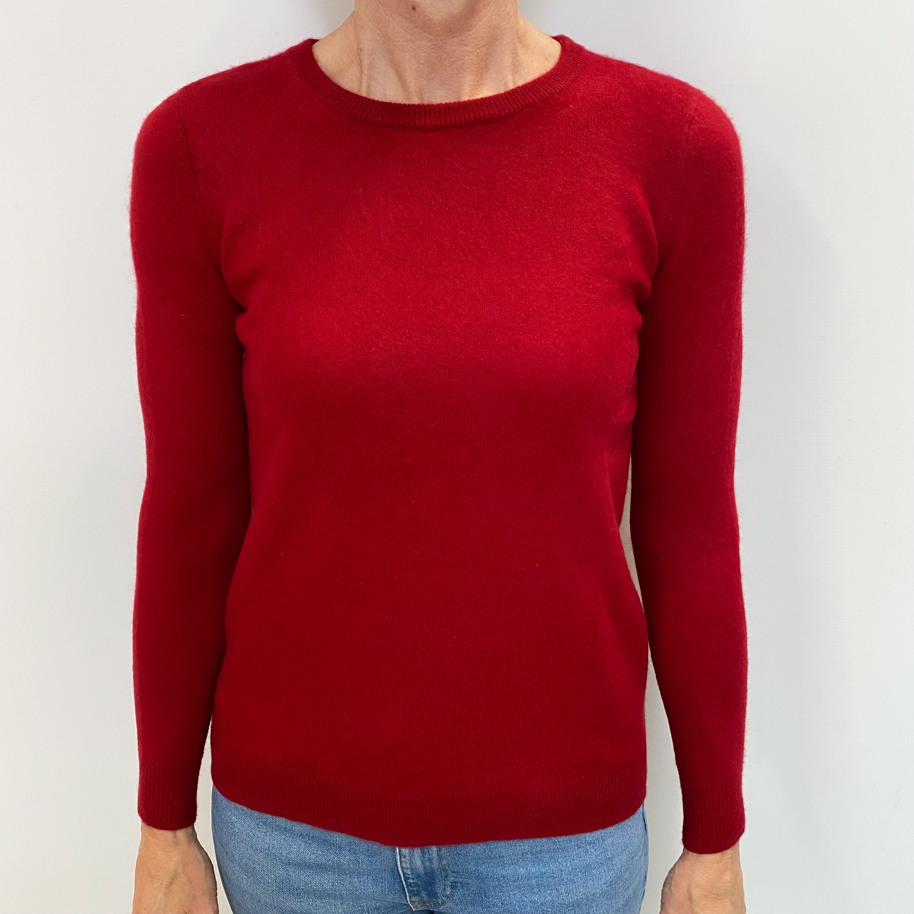 Post Box Red Cashmere Crew Neck Jumper Small