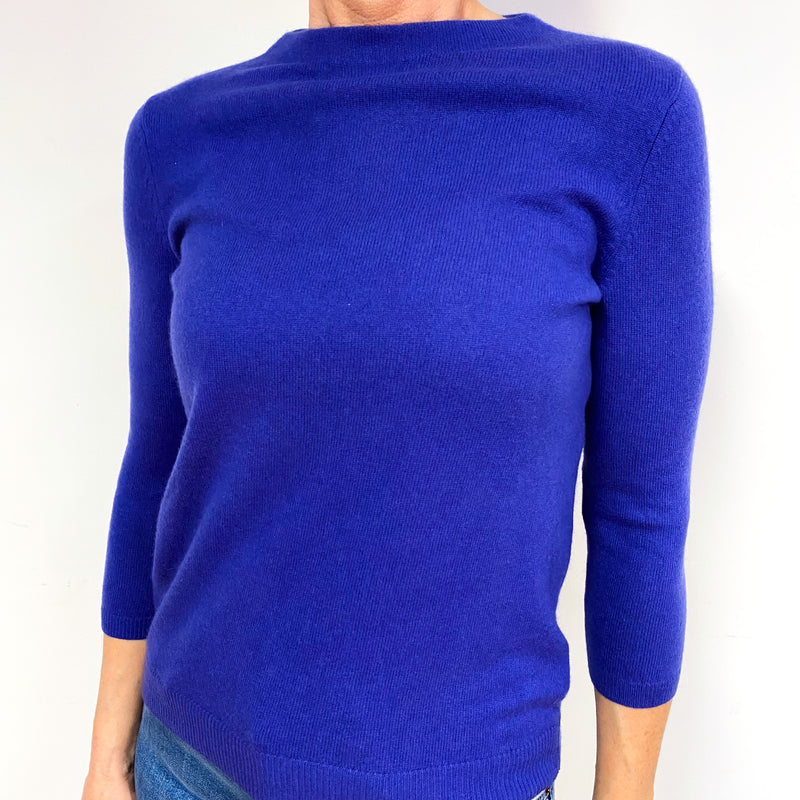 Cobalt Blue Cashmere Crew Neck Jumper Medium