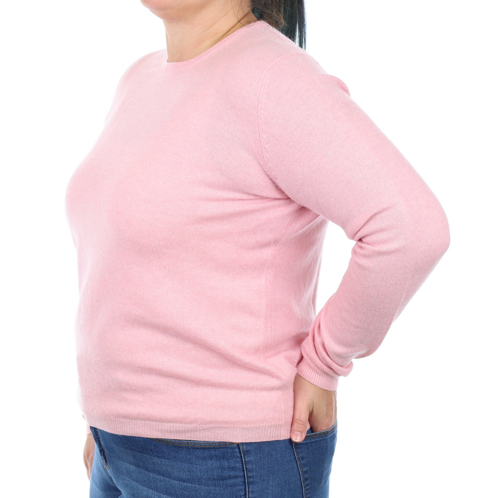 Carnation Pink Cashmere Crew Neck Jumper Large