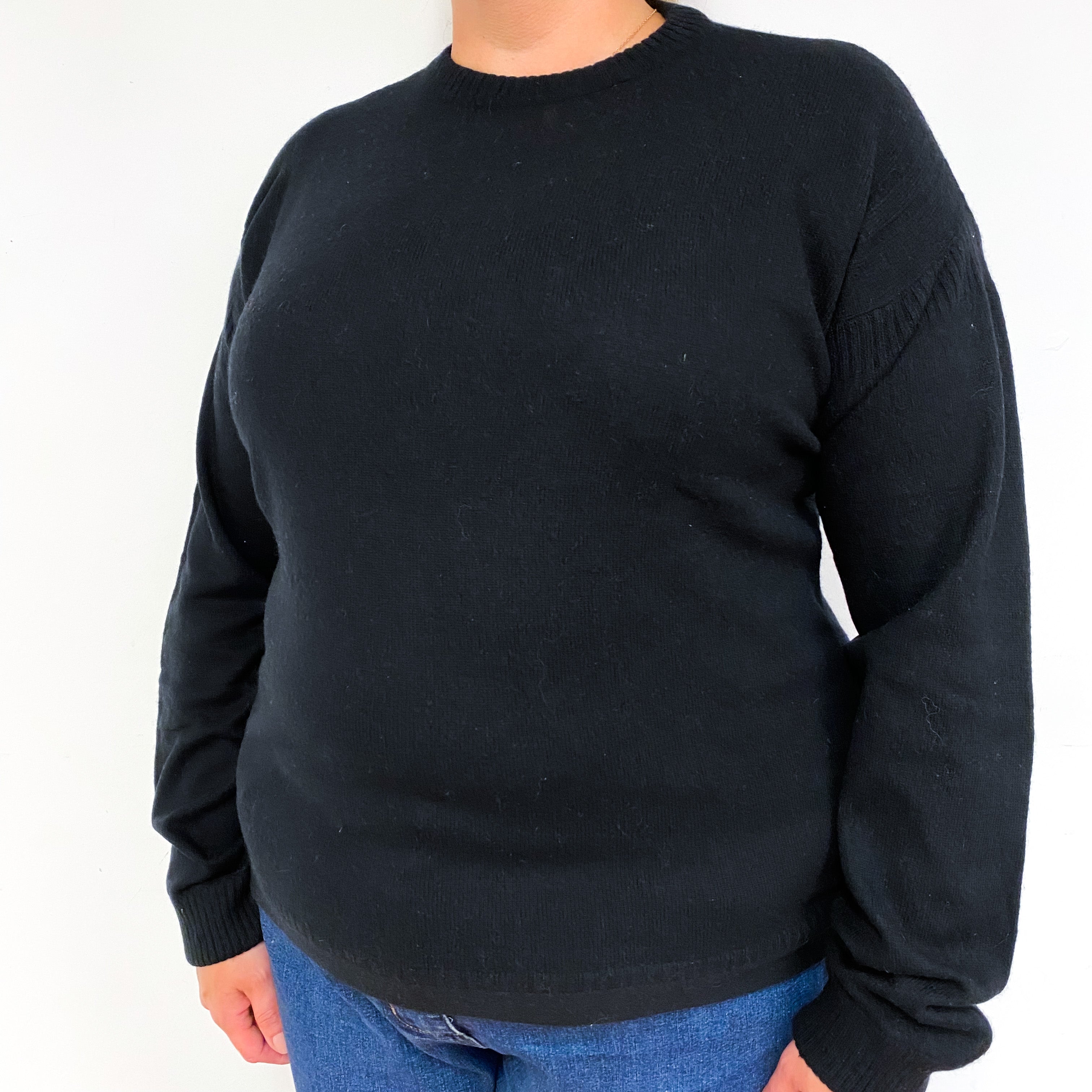 Black Cashmere Crew Neck Jumper Extra Large