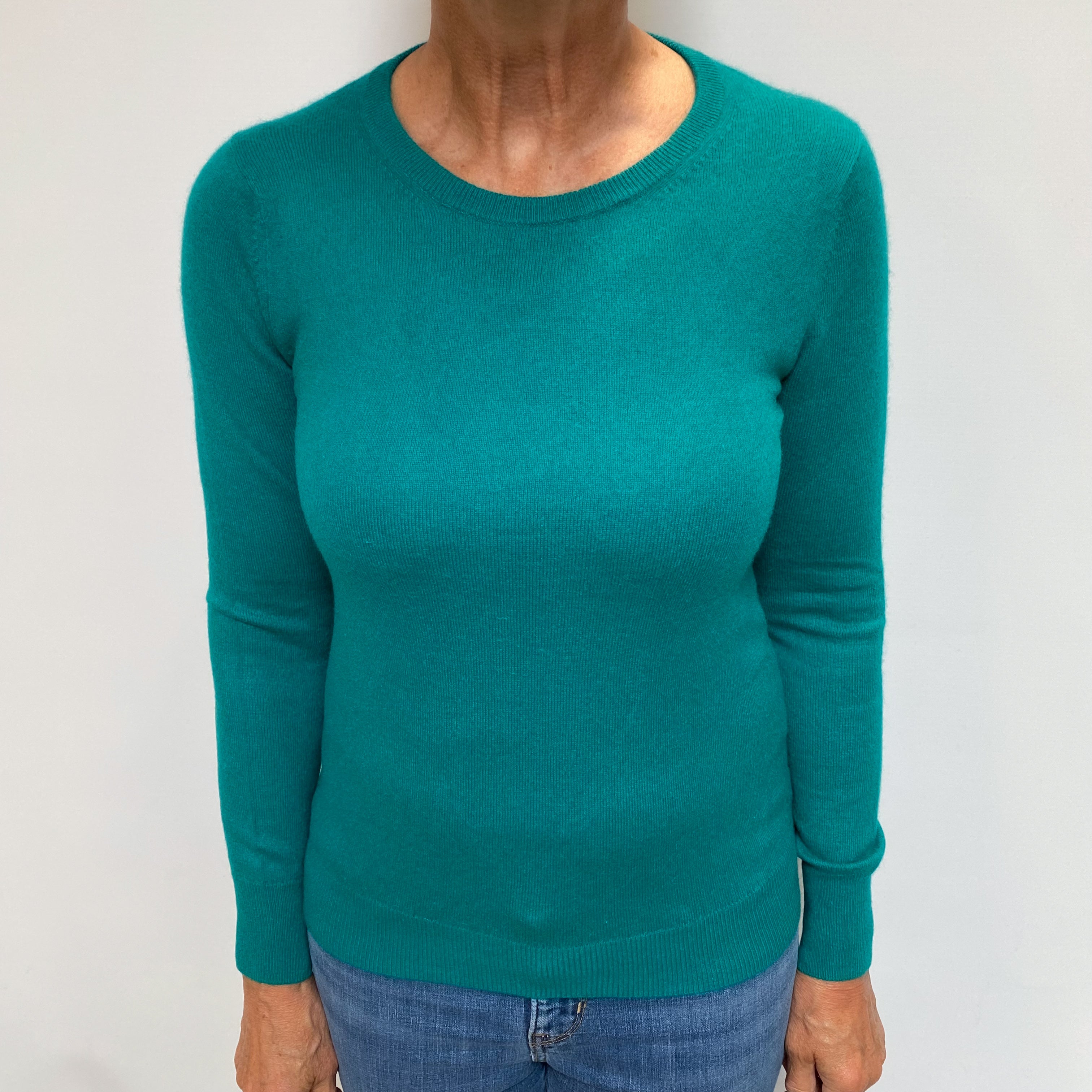 Jade Green Cashmere Crew Neck Jumper Medium