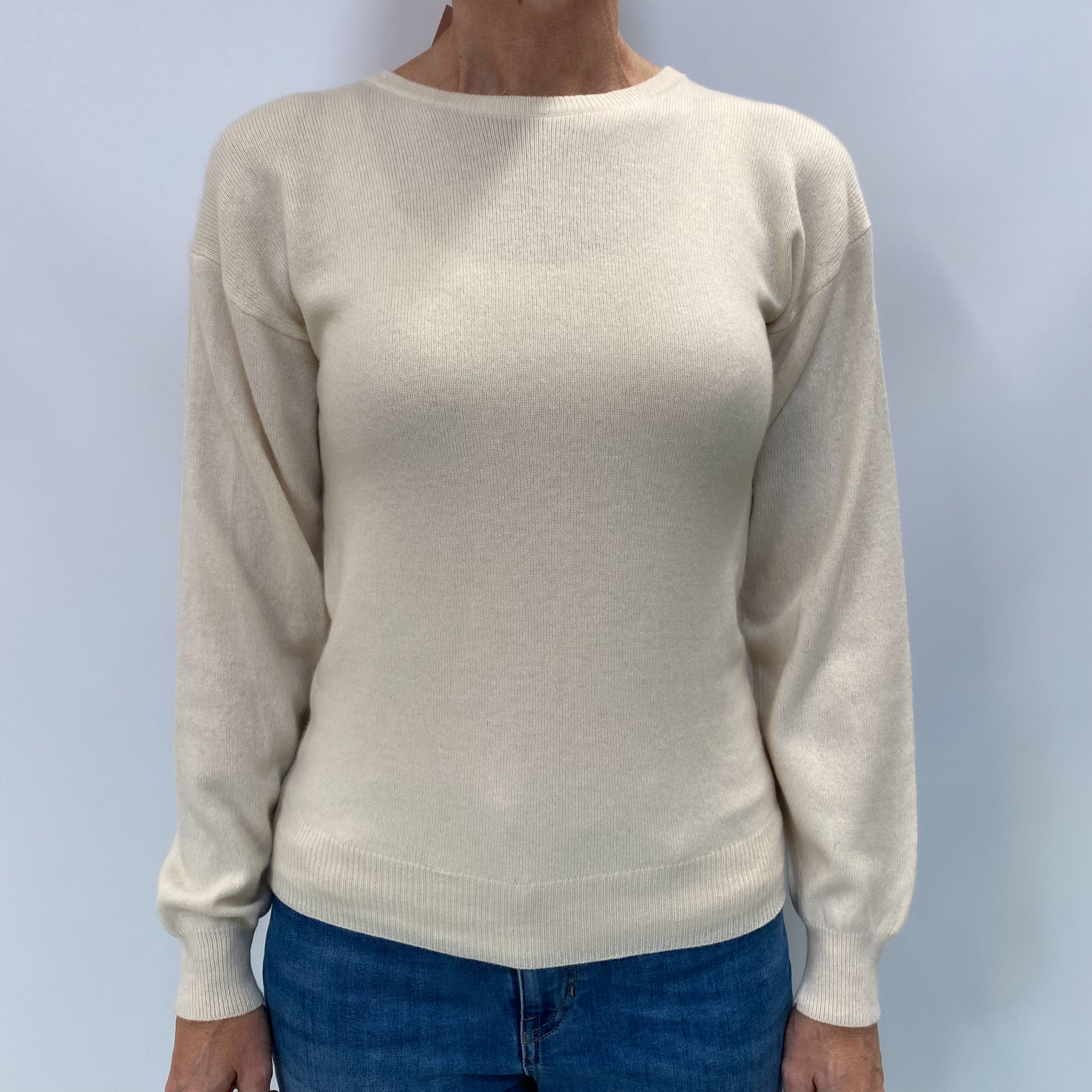 Winter White Cashmere Crew Neck Jumper Small