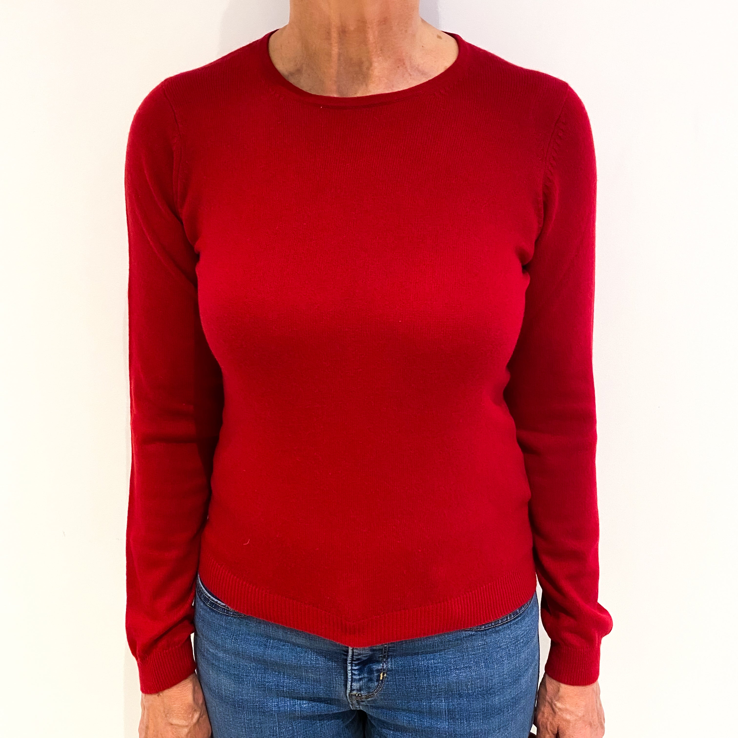 Post Box Red Cashmere Crew Neck Jumper Medium
