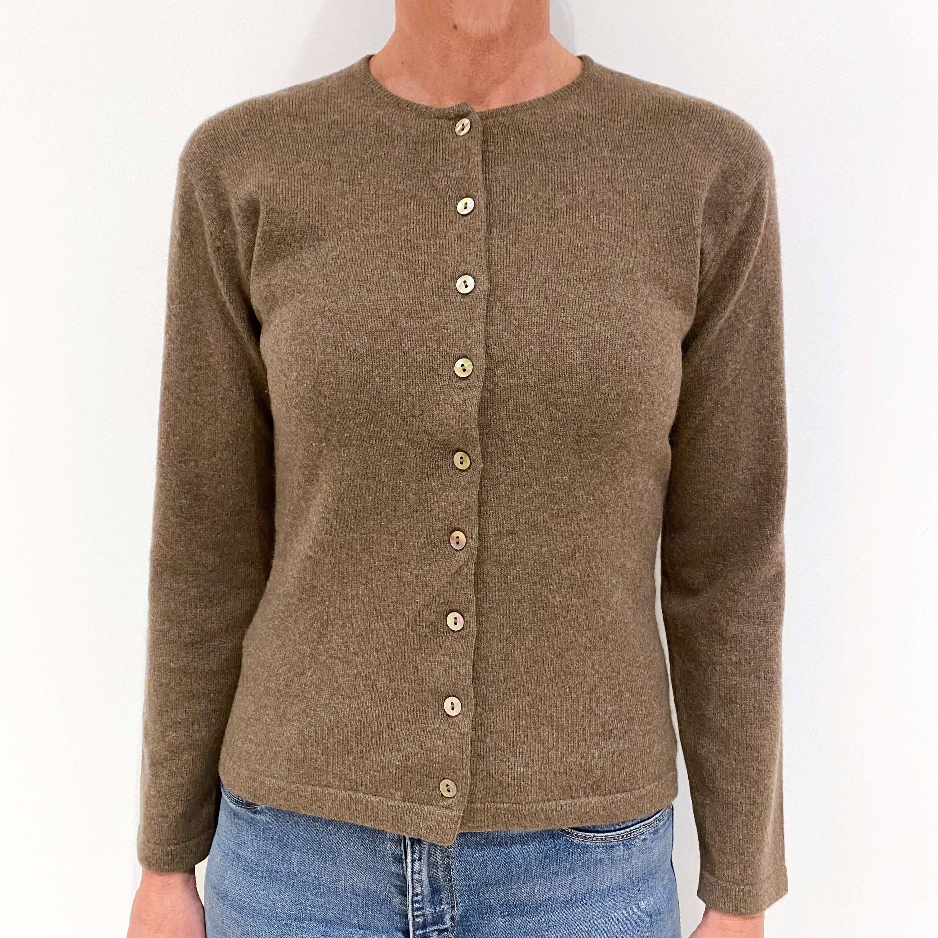 Donkey brown Cashmere Crew Neck Cardigan Small