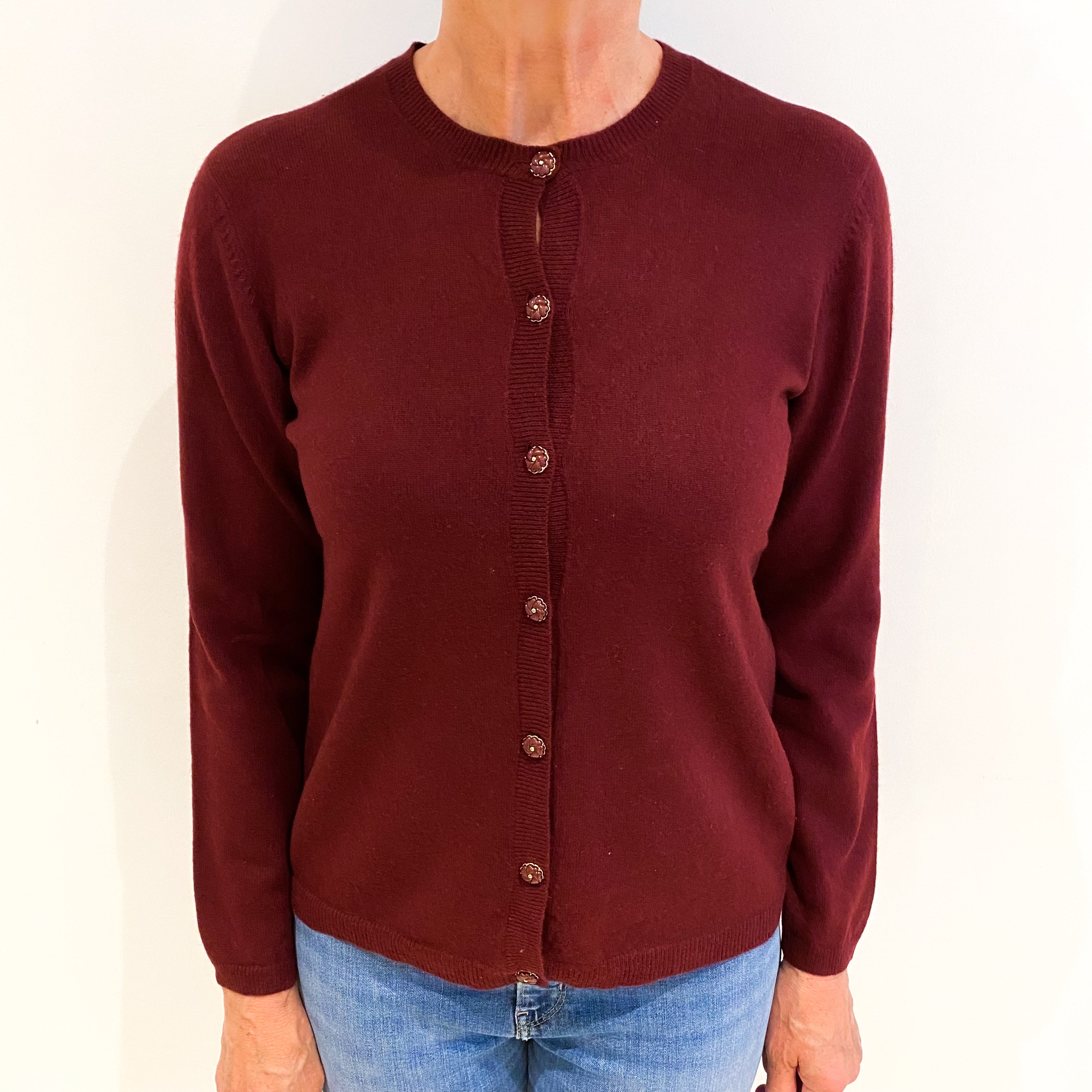 Burgundy Red Cashmere Cardigan Medium