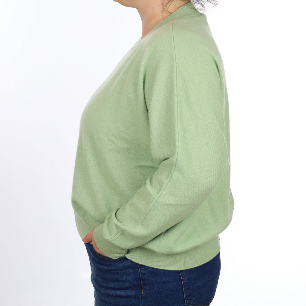 Cos Hellebore Green Cashmere Batwing Crew Neck Jumper Large