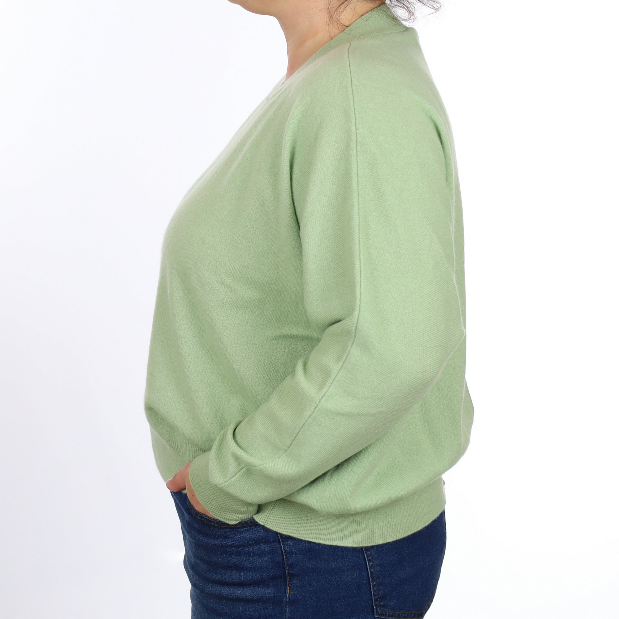 Cos Hellebore Green Cashmere Batwing Crew Neck Jumper Large