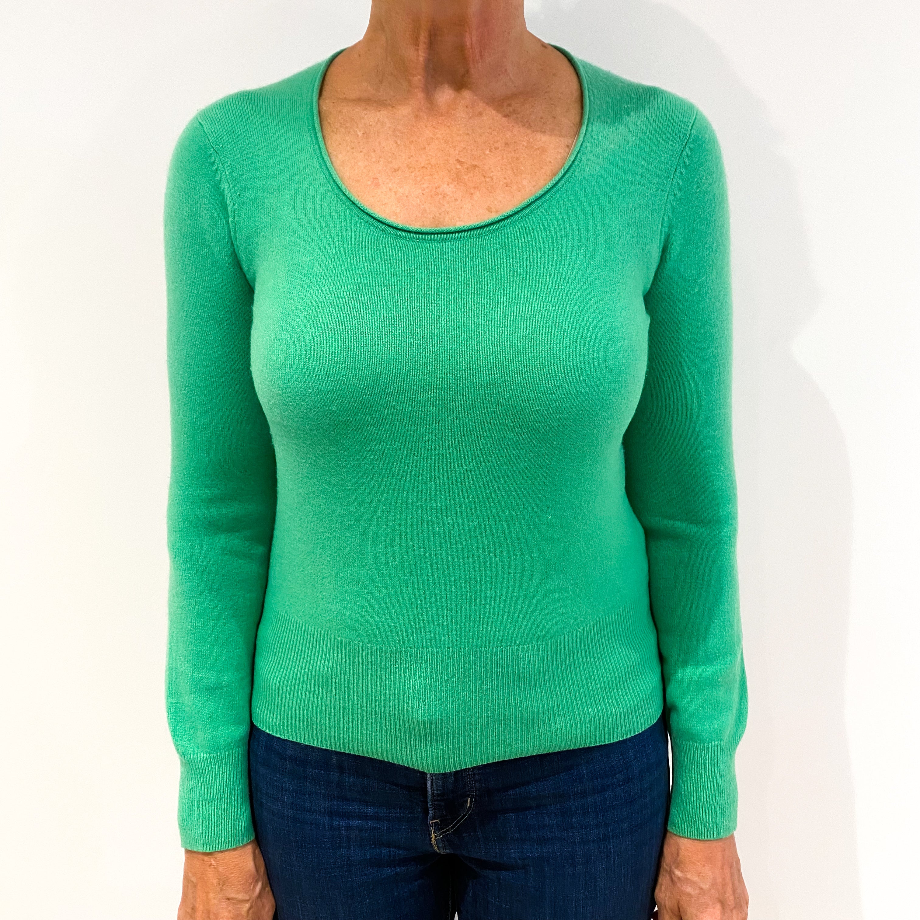 Jade Green Cashmere Crew Neck Jumper Medium