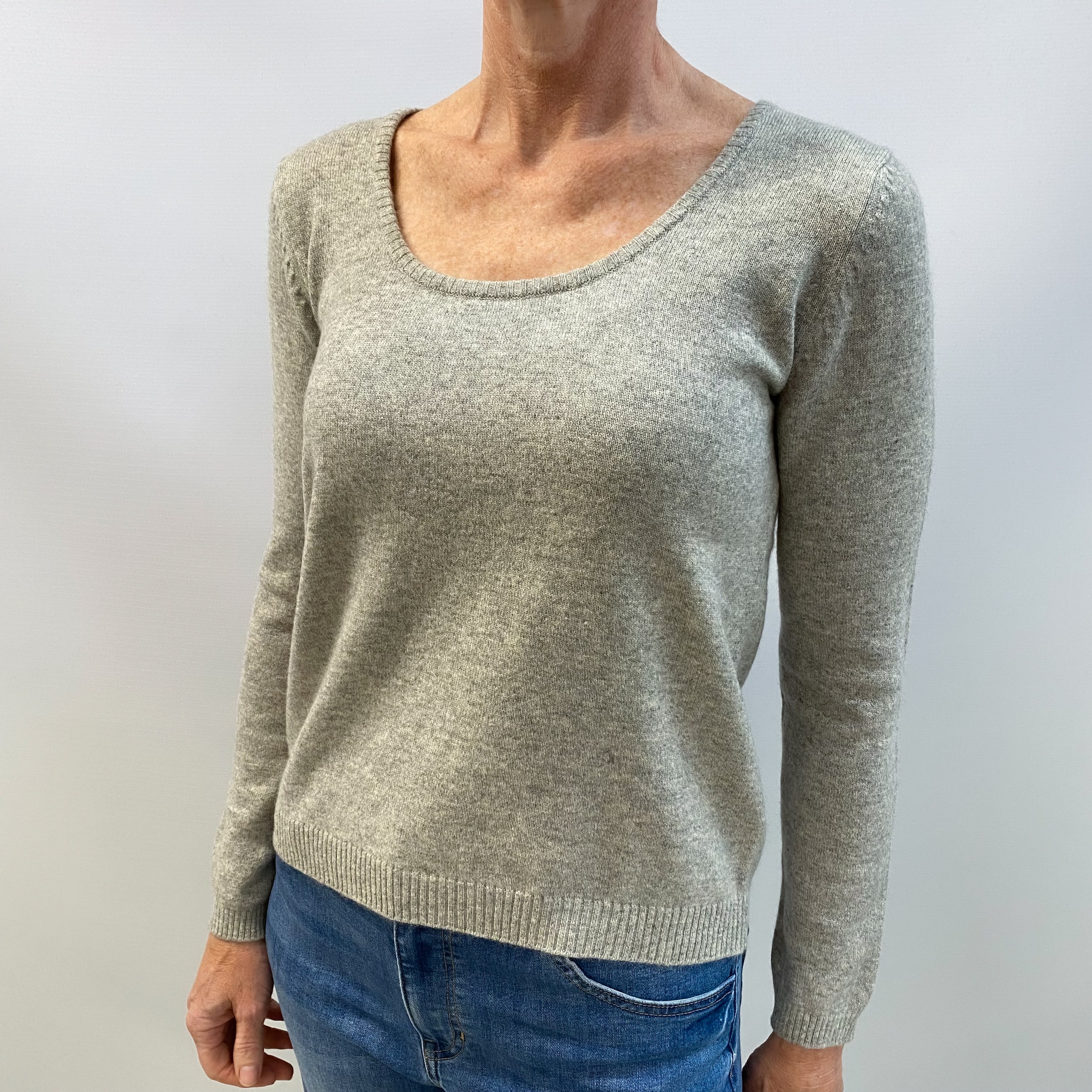 Smoke Grey Cashmere Crew Neck Jumper Small