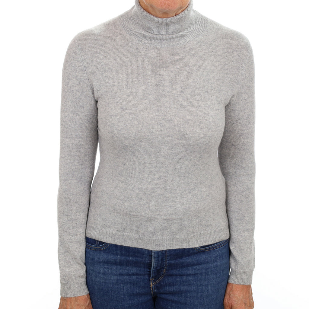 Smoke Grey Cashmere Polo Neck Jumper Medium