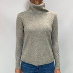 Smoke Grey Cashmere Polo Neck Jumper Small
