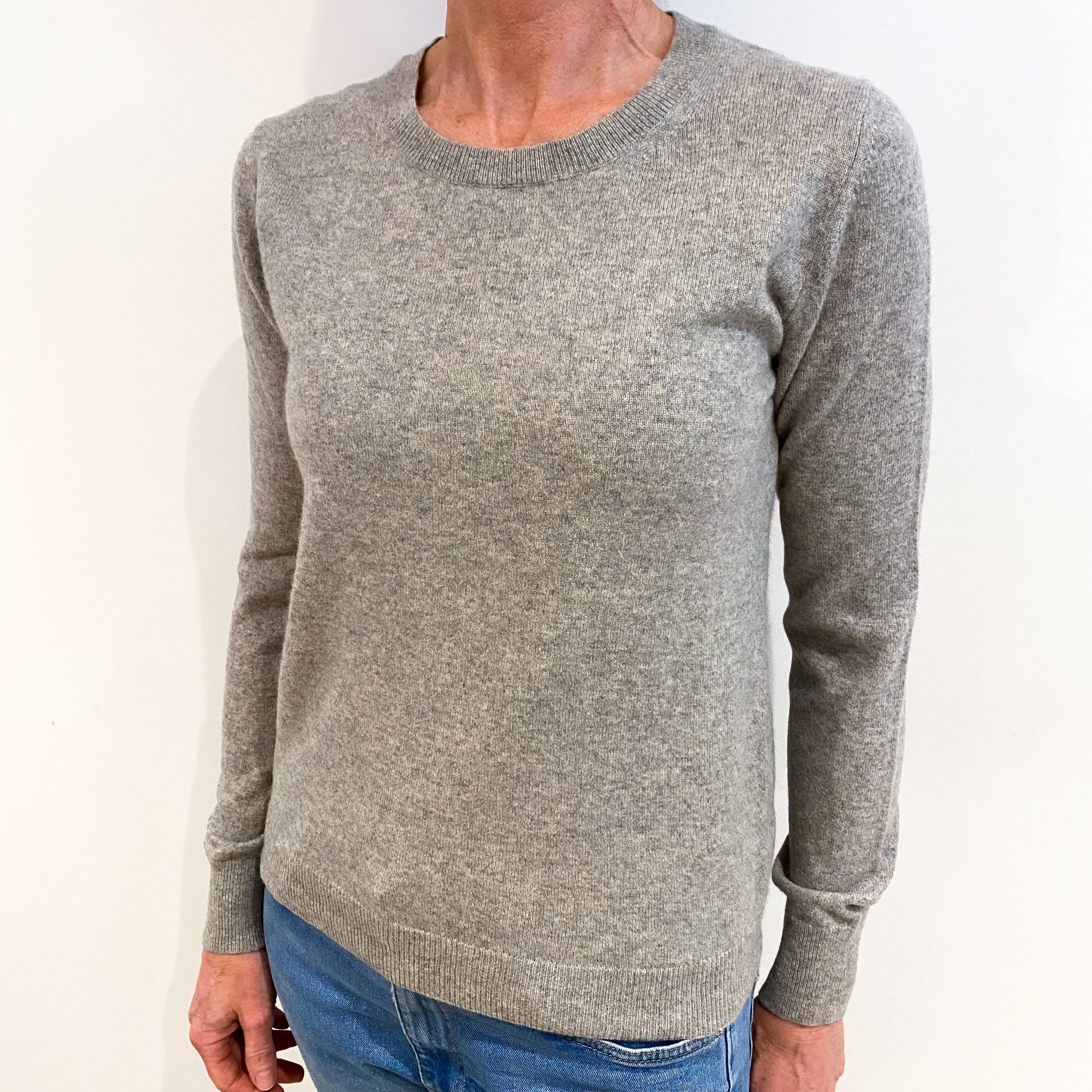 Smoke Grey Cashmere Crew Neck Jumper Small