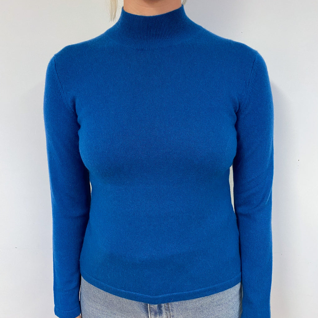 Peacock Blue Cashmere Turtle Neck Jumper Small
