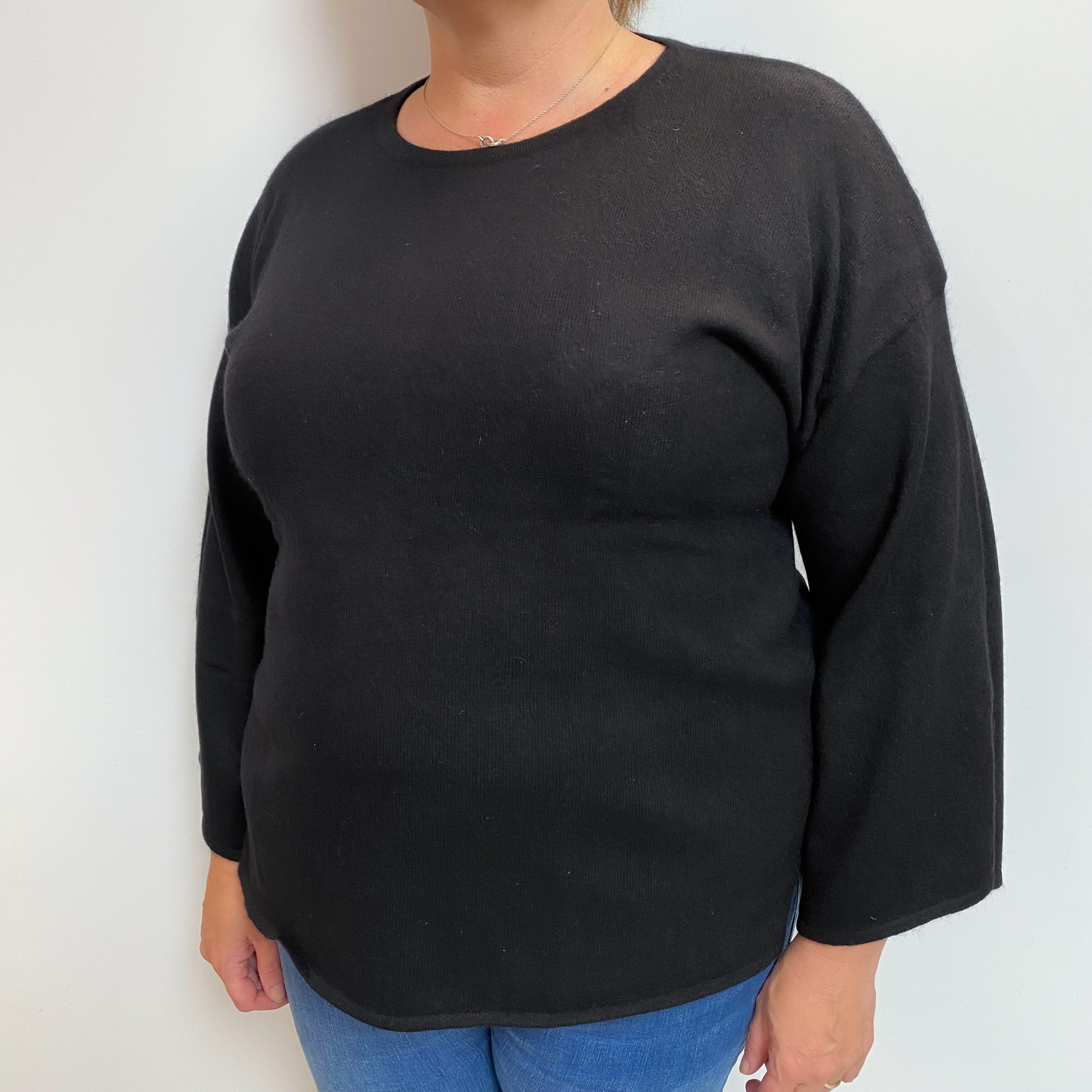 Black Cashmere Crew Neck Jumper Extra Large