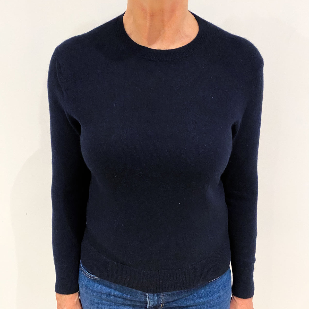 Navy Blue Cashmere Crew Neck Jumper Medium