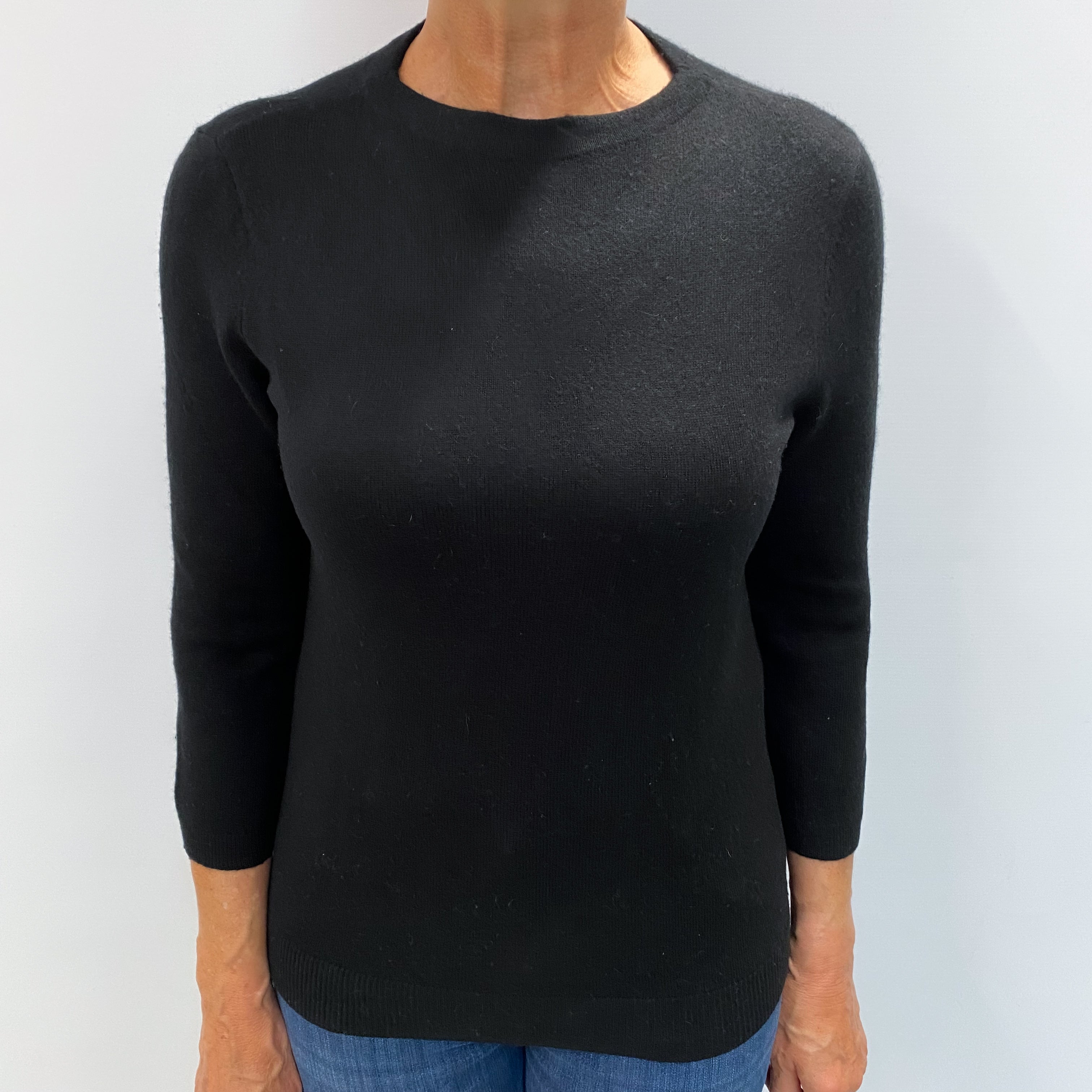 Black Cashmere Crew Neck Jumper Medium