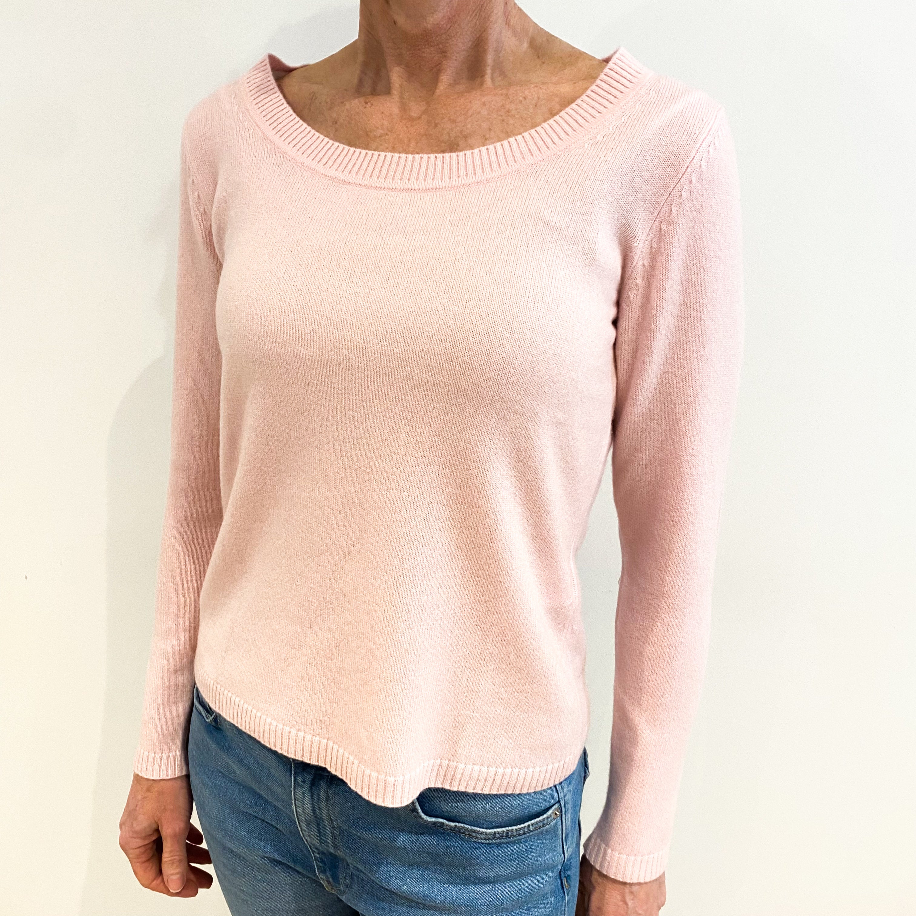 New Sugar Mouse Pink Cashmere Wide Crew Neck Jumper Small